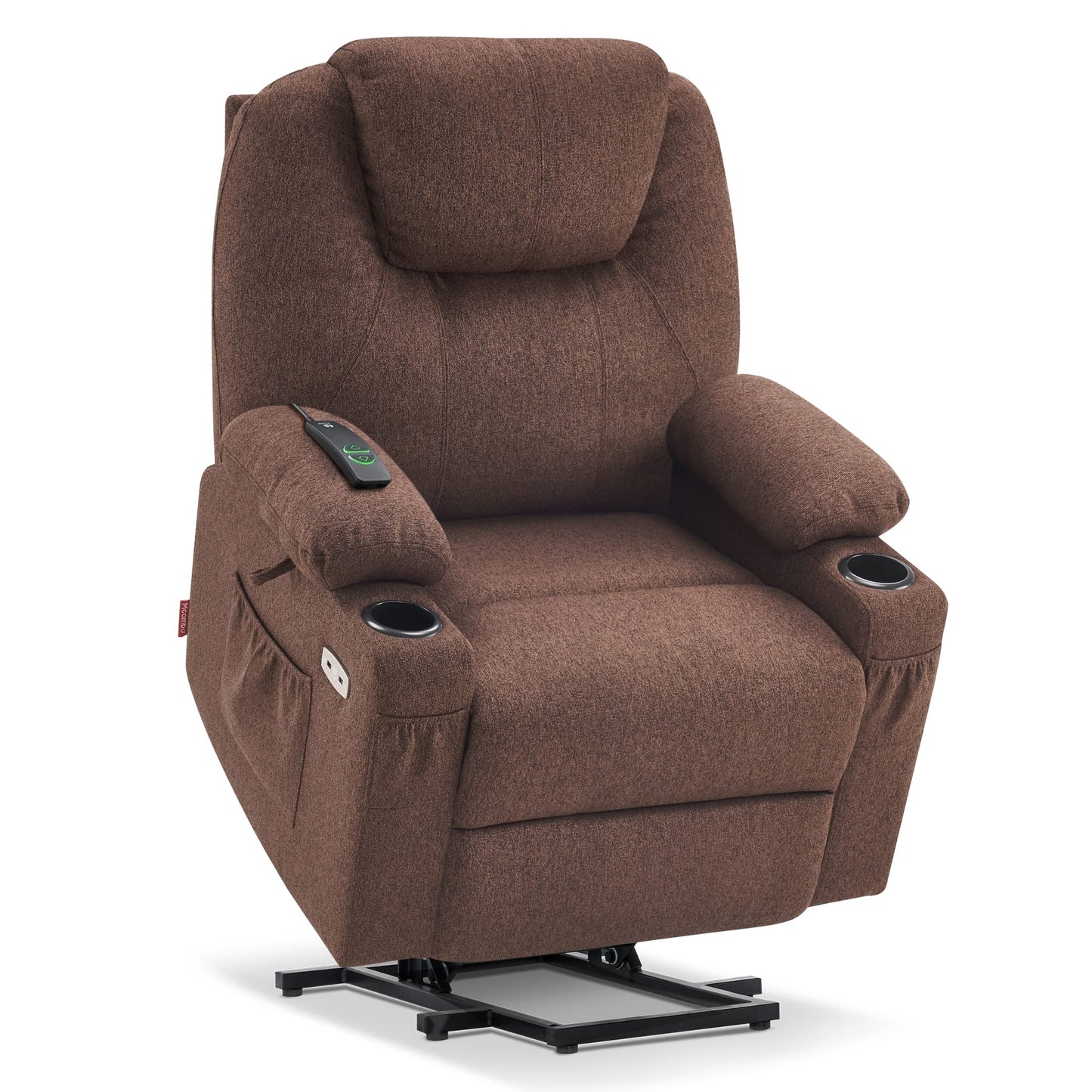 MCombo Power Lift Recliner Chair for Elderly, Lift Chair with Heat and Massage, FSC Certified, USB&Type C Ports, Cup Holders, Fabric 7040 (Medium,Coffee)