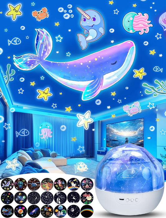 Night Light for Kids + 21 Sets of Films, Kids Night Light Projector for Bedroom, Ceiling, Projector Night Night for Baby Girls with 360° Rotation, Dimmable for Birthday, Christmas, Nursery, Room Decor