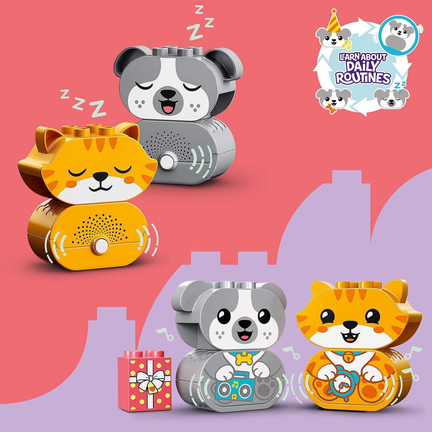LEGO DUPLO My First Puppy & Kitten with Sounds 10977 Pet Animal Toys for Toddlers 1 .5-3 Years Old, Early Development Set with Large Bricks