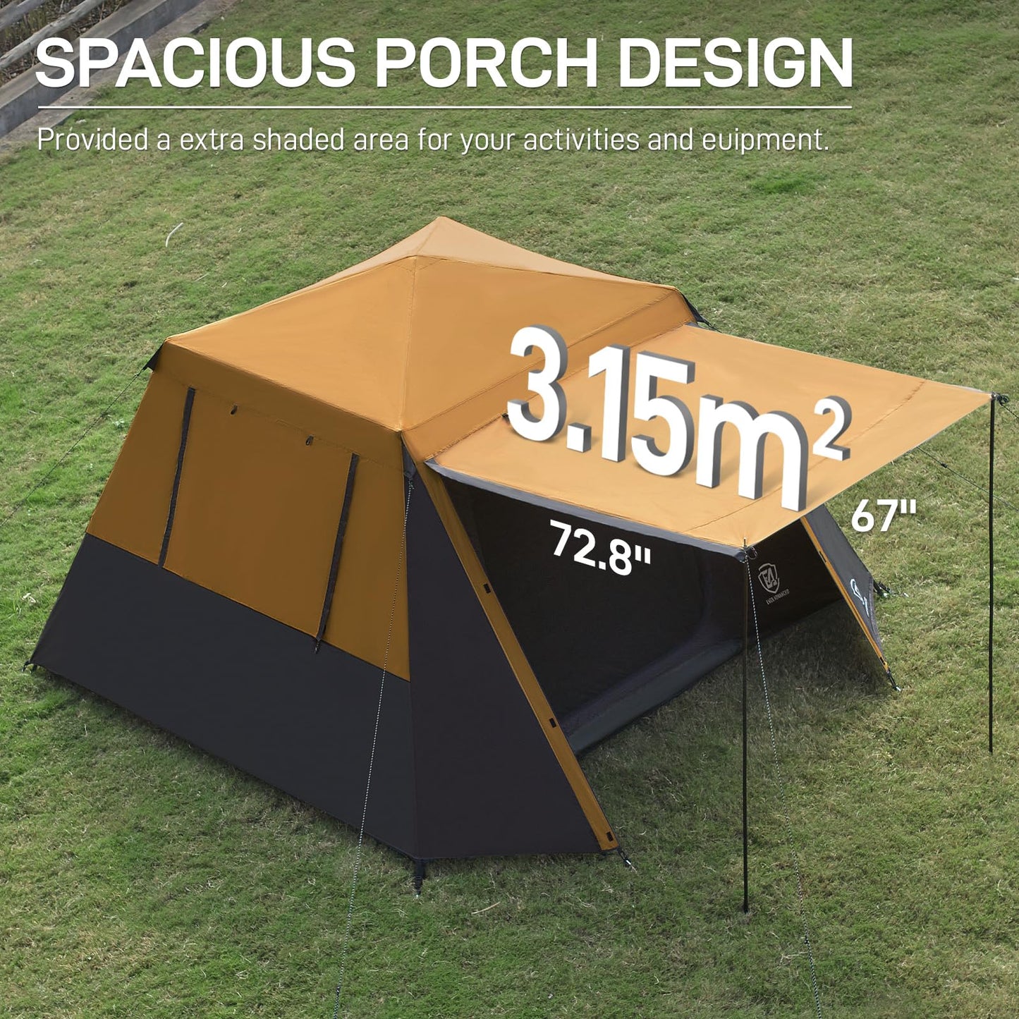 EVER ADVANCED Blackout Design 6 Person Camping Tent, Instant Cabin Tent for Family with Vestibule and Large Mesh Windows, 60s Easy Setup, Double Layer, Water-Resistant, Orange&Black