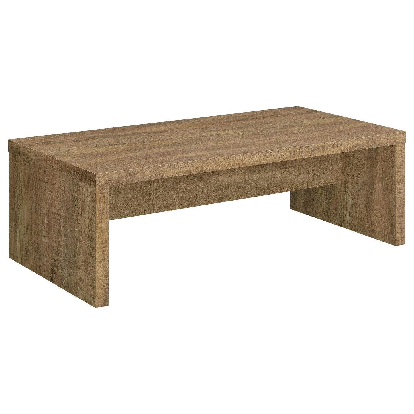 Coaster Home Furnishings Wooden Coffee Table w/ Side Panels & Center Brace, Mango Wood - Modern Rectangular Living Room and Bedroom Furniture for House and Apartment