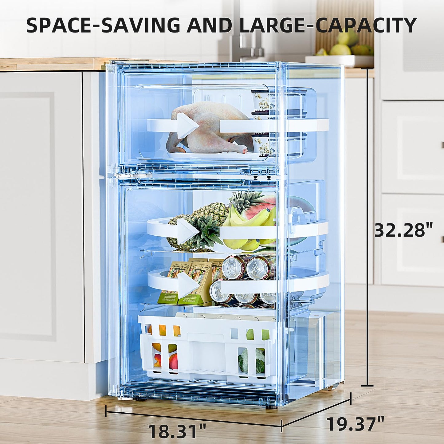 Antarctic Star Compact Refrigerator with Freezer,2 Door Mini Fridge,Adjustable Shelf,Small Fridge for Bedroom Office Dorm Kitchen,3.2 Cu.Ft.BLACK