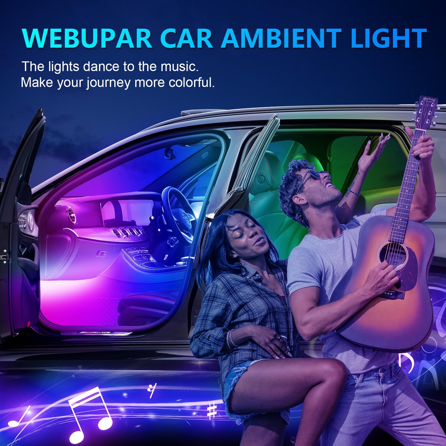 Dreamcolor Acrylic Ambient Lighting Car Lights – Wireless APP Control, Music Sync, Dynamic RGB Interior Car LED Strip Light Kit, 22-in-1 Customizable LED Neon Light Kits for Car Interior