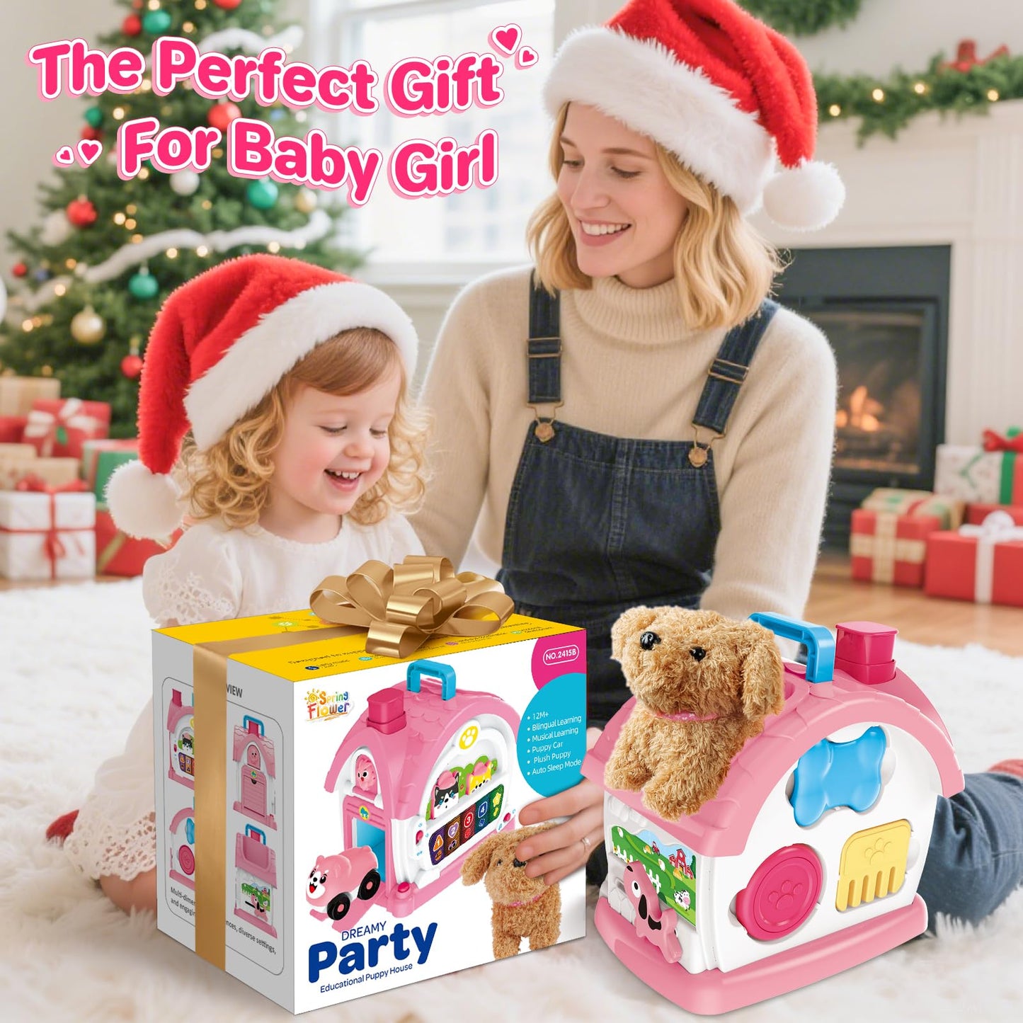SpringFlower Baby Toddler Toys for 1 Year Old Girls, Montessori Musical Toddler Toys for 12-18 Months Kids, Musical Learning House for Infant Toddlers 1 2 3 Years Old Baby Girl Gifts
