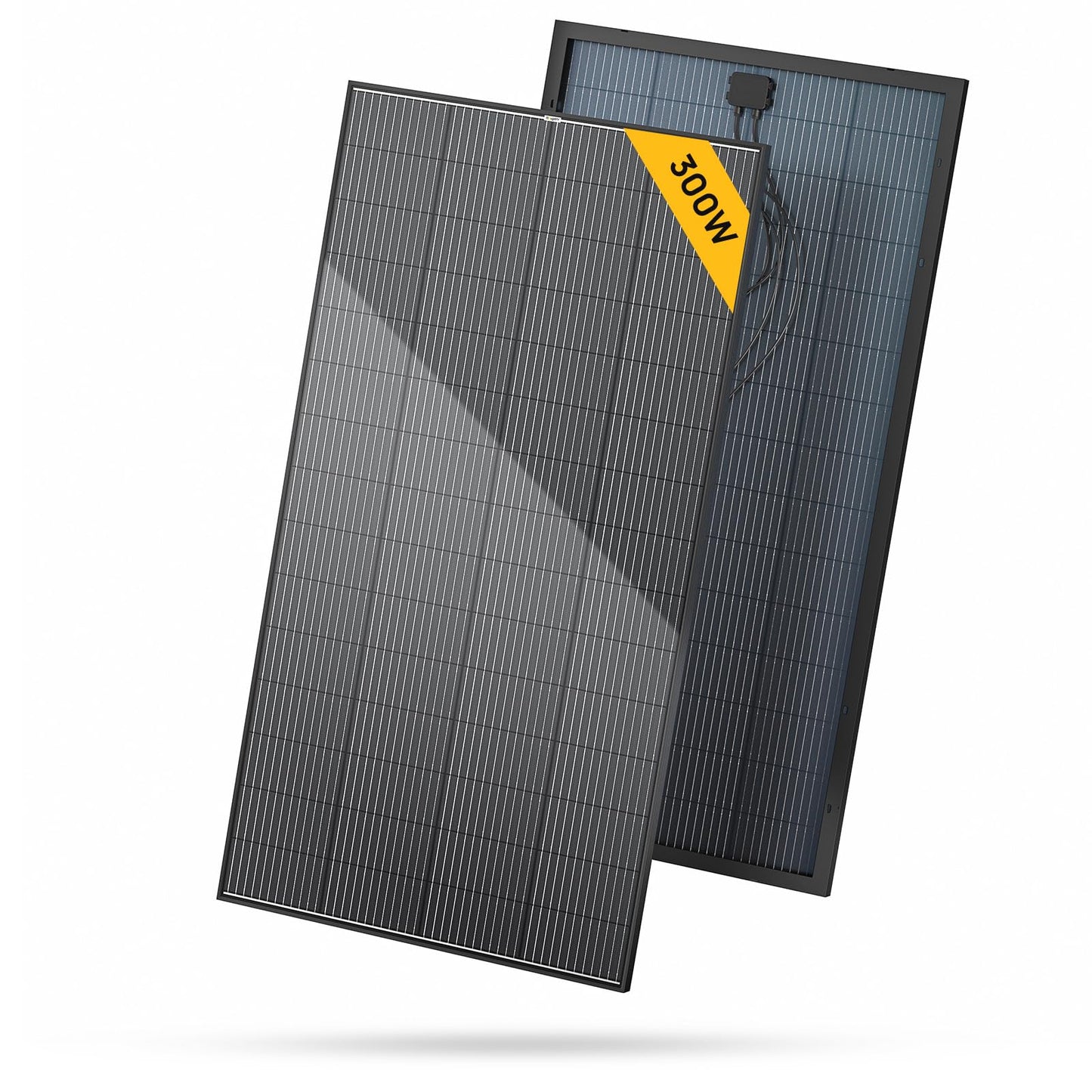BougeRV Bifacial 300 Watts 12BB Mono Solar Panel, 23% High-Efficiency All Black Design Mono Technology Work with 12 Volts Charger for RV Camping Home Boat Marine Off-Grid, 64.6 x 34.6 x 1.4 in