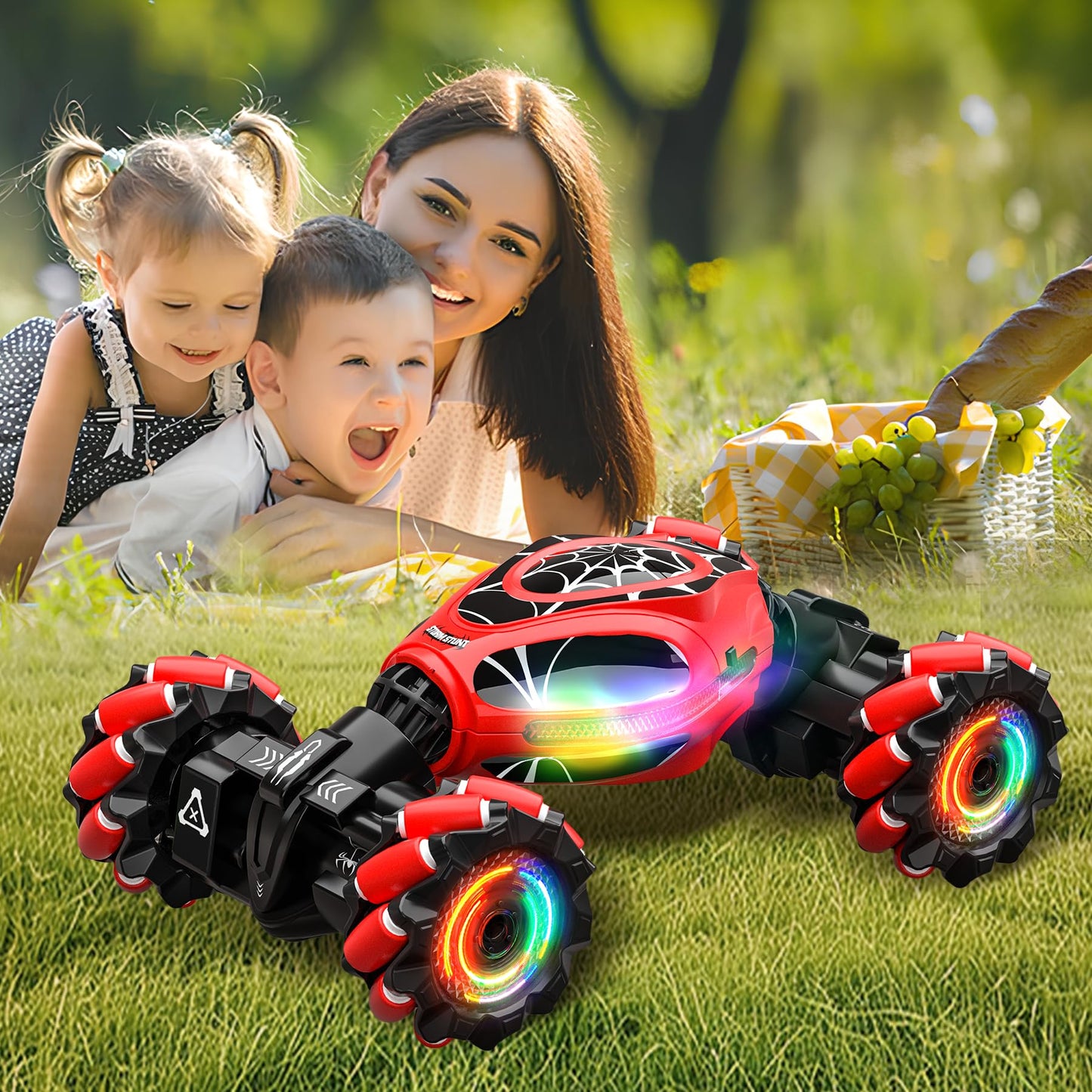 XUERENTECH Spider Remote Control Car Gesture Sensing Hand Controlled Stunt Car, 4WD Drift Twist Off-Road Vehicle with Light Music, Birthday Xmas Gifts Suitable for Boys and Girls
