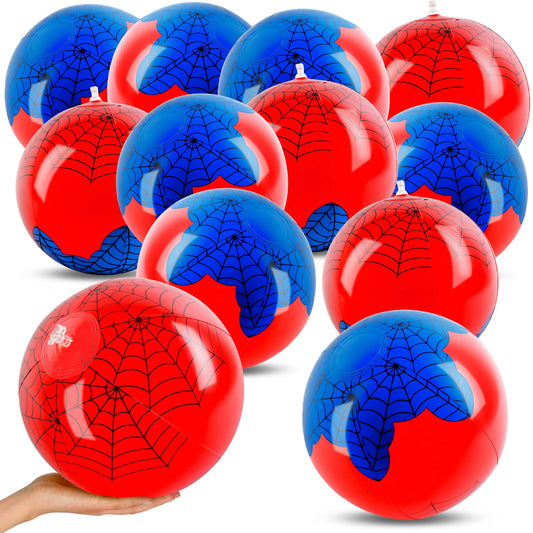 12PCS Spider Web Beach Ball 12 Inch for Kids Summer Pool Party Supplies|Spider Birthday Decorations|Bulk Spider-Themed Party Favors,Beach Games,Class Celebration,Outdoor Activities&Holiday Gift Ideas