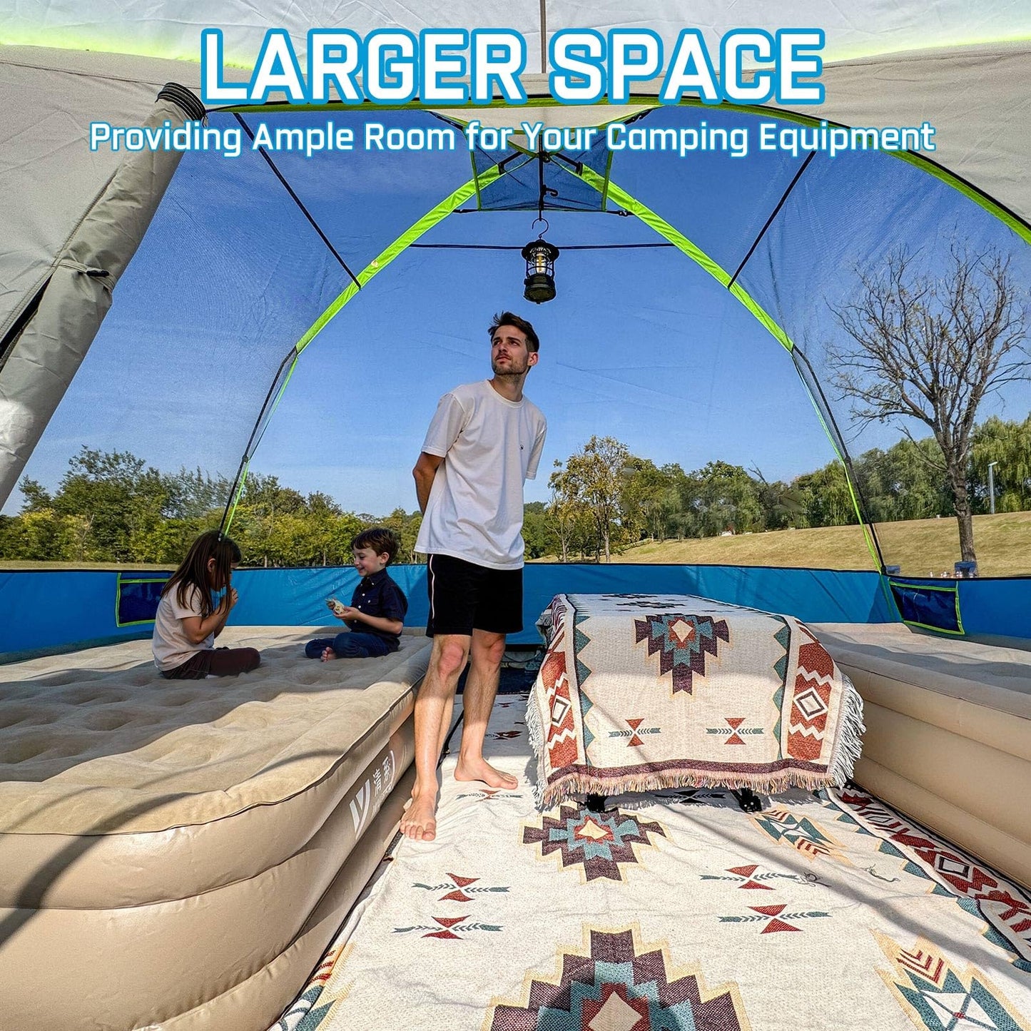 JELUCAMP 6/8 Person Large Waterproof Family Tents for Camping, Screened Camping Tent with Screen Porch, Bug-Free Relaxation & Easy Setup, Includes Rainfly & Carry Bag, Blue