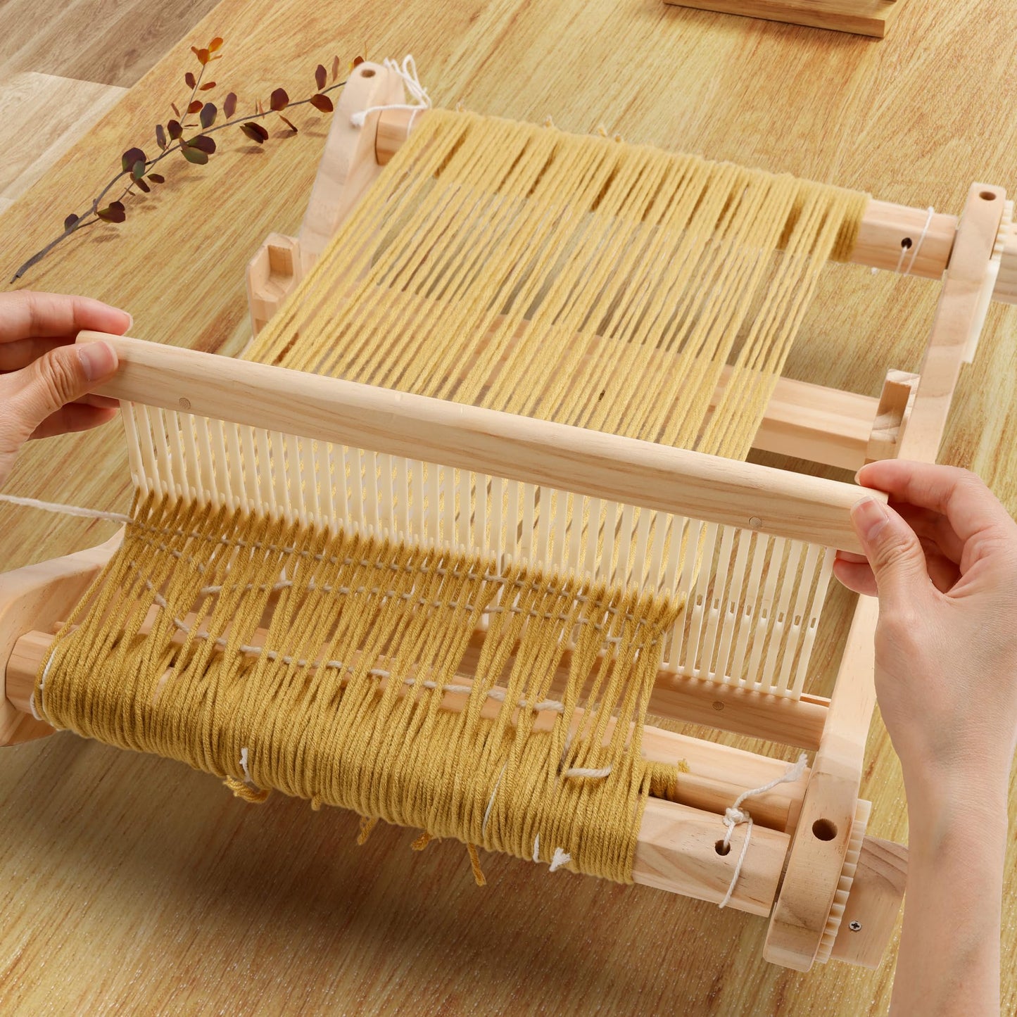 WILLOWDALE 12 Inches Rigid Heddle Loom, Weaving Loom Kit with Shed Stick, Wooden Multi-Craft Weaving Loom for Adults, Threads Warping Frame with Pegs and Yarn Stand, Frame Loom for Beginner