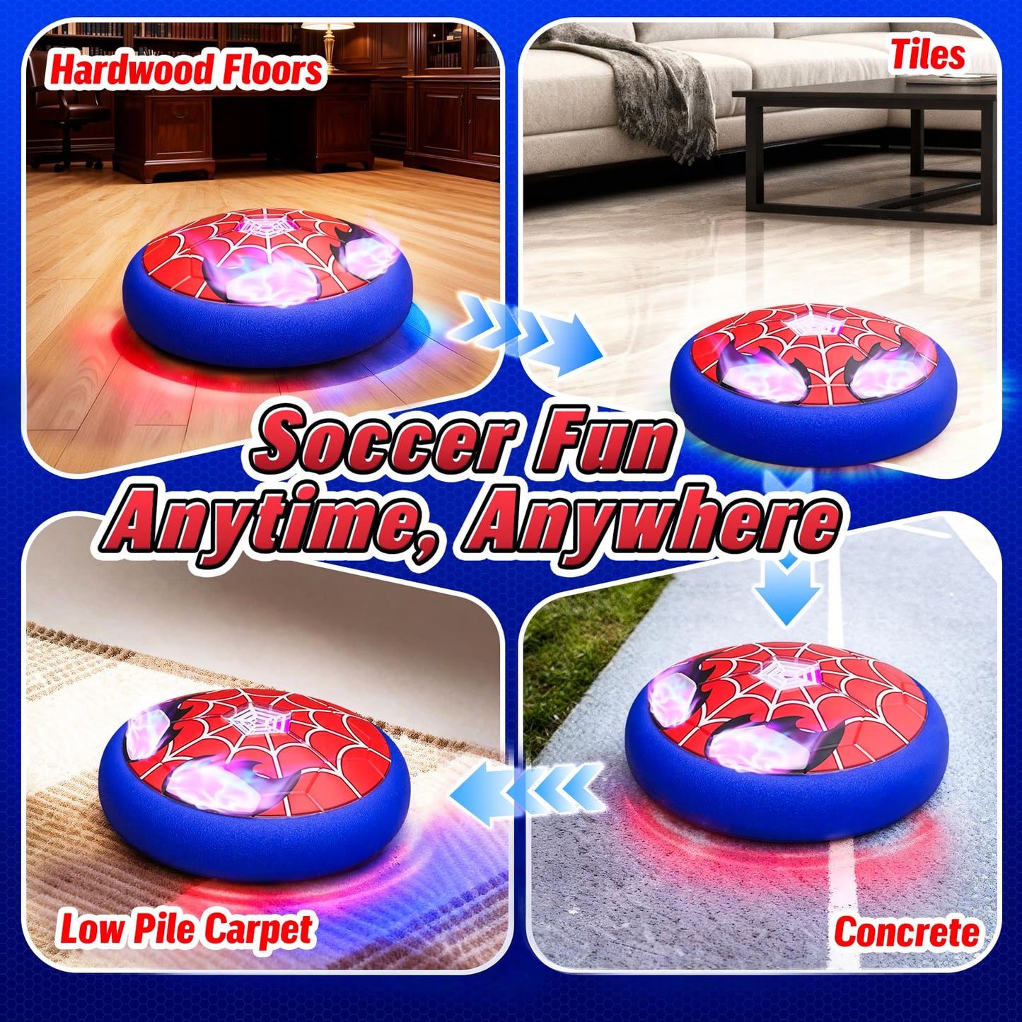 Light Up Hover Soccer Ball for Kids,Glowing Web Design & LED Eyes Air Floating Soccer Toys,Indoor Games with Soft Foam Bumper,Fun Sports Games for Boys Girls Age 3 4 5 6 7 8 9 10 11 12, Birthday Gifts