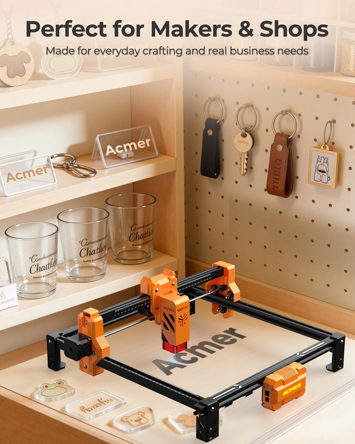 ACMER Laser Engraver Machine, 7000mW Laser Cutter, 0.01mm Precision, 300×300mm Engraving Area, 10000mm/min Speed, for Wood, Metal, Acrylic, Leather, DIY & Education
