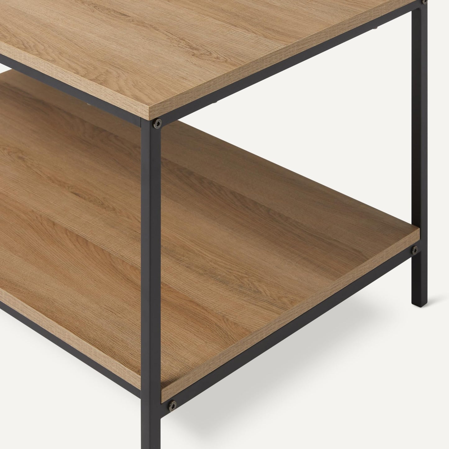 Amazon Basics Rectangular Coffee Table with Bottom Shelf, Living Room Center Table, Wooden, 19.9" D x 31.5" W x 16.5" H