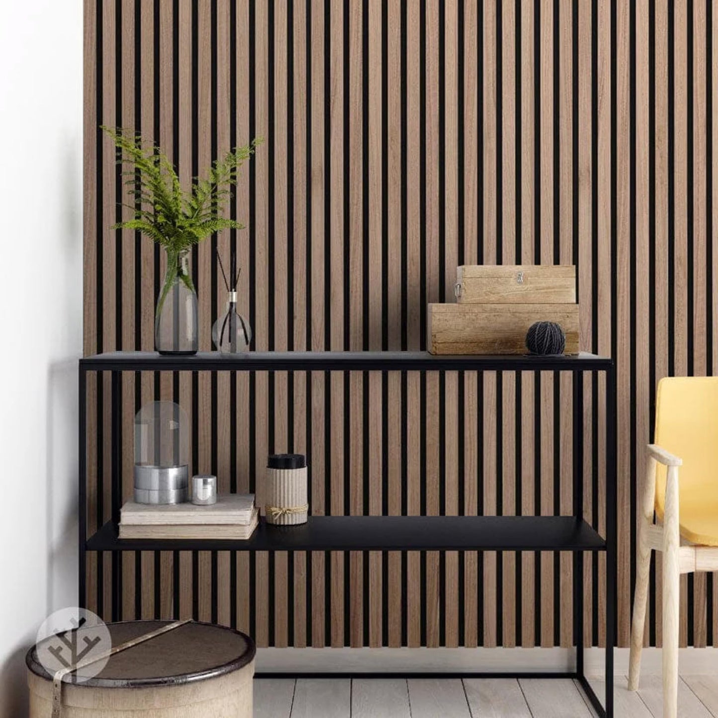 WVH Luxury American Walnut Acoustic Slat Wood Wall Panels, Measures 94.49" x 25.20", Premium Oiled Finish, Interior Decor for Walls & Ceilings, Noise Cancelling & Sound Absorbing for Home, 2pcs