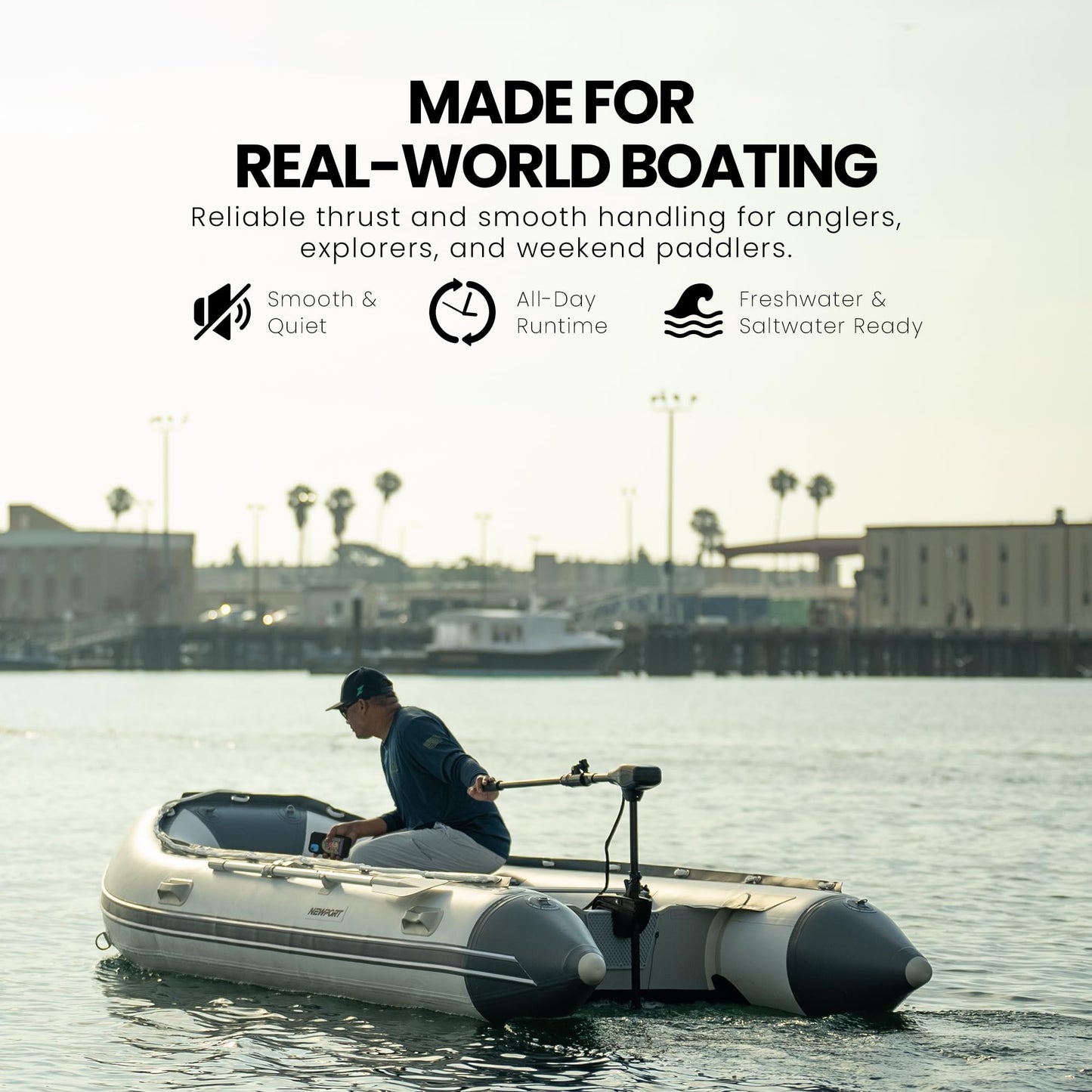 Newport NV-Series 36lb Thrust Saltwater Transom Mounted Electric Trolling Motor with LED Battery Indicator & 30" Shaft