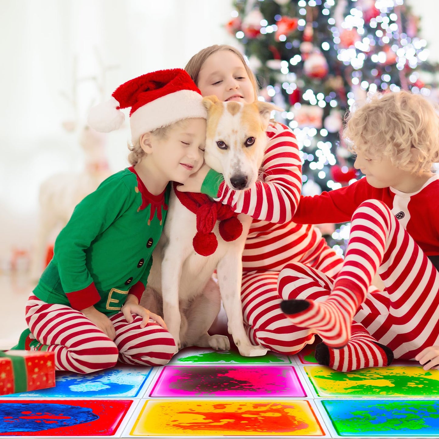 Sensory Floor Tiles for Kids Toddlers: 6 Pack Liquid Play Mats, 12"x12" Squares Autism Sensory Puzzle Pad, Lava Tiles Games Dance Step Pads, Preschool Classroom Montessori Gross Motor Daycare Toys