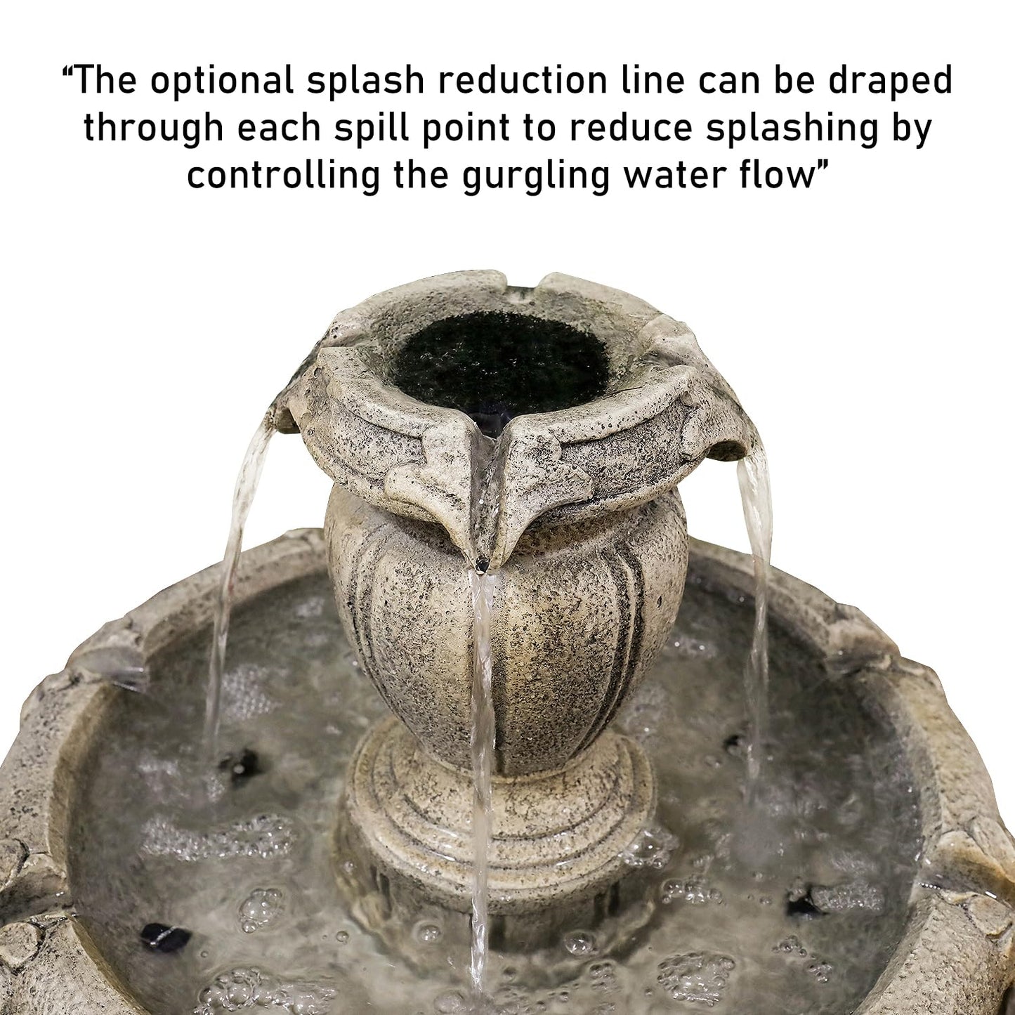 ourrco 48” H Outdoor Floor Water Fountain, 3-Tiers Concrete Water Fountain with Submersible Electric Pump - Garden Cascading Waterfall for Yard Patio Lawn Home Decor