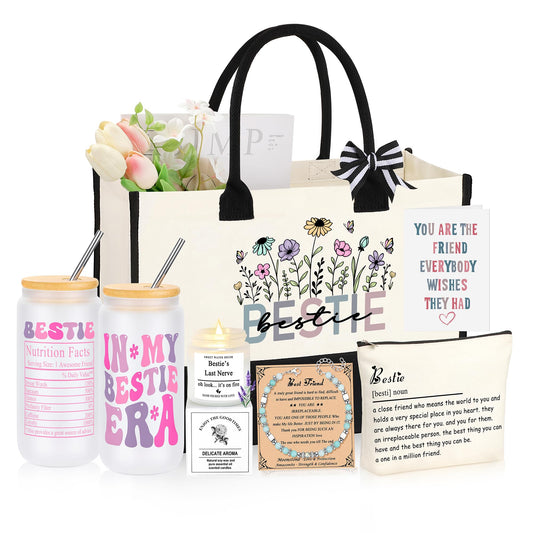 Best Friend Bestie Birthday Gifts for Women, Friendship Gifts for Best Friend Woman, Christmas Mothers Day Valentines Bestie Ideas Presents Basket Set of 6