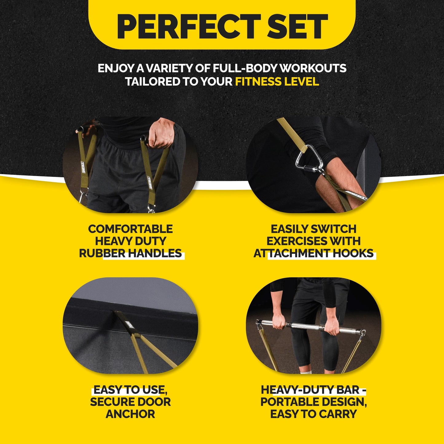 Tribe Lifting Resistance Bands for Working Out Men and Women - Pull Up Bands Set of 5 with Handles, Door Anchor and Bar - Workout Bands for Strength Training, Exercise Bands for Home Gym