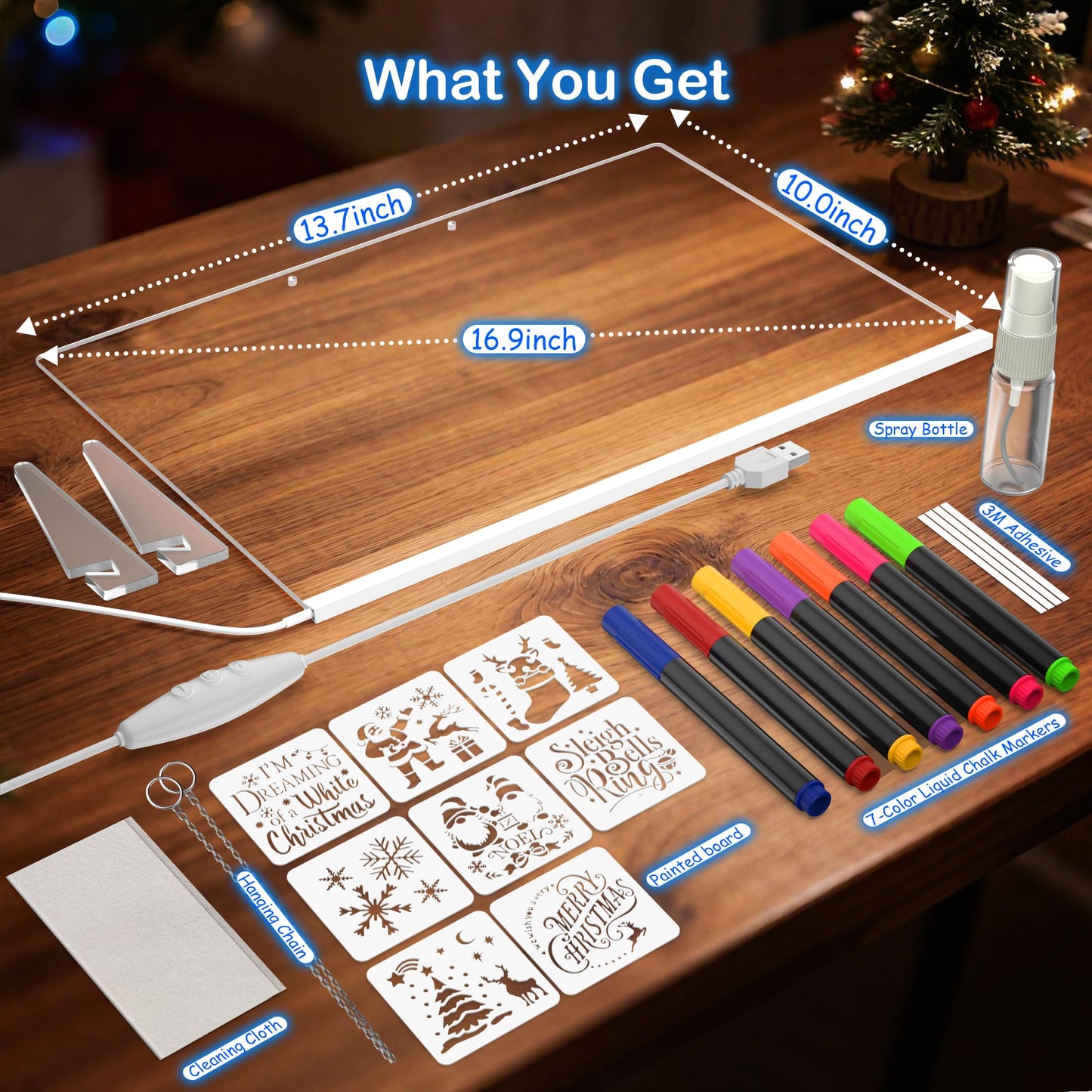 LED Drawing Board for Kids, 17" Light Up Doodle Board, Reusable Glow in The Dark Drawing Tablet with 7 Colors, Erasable & No Mess Art Toy for Ages 3-12+, Best Birthday Gift for Girls Boys (2026 New)