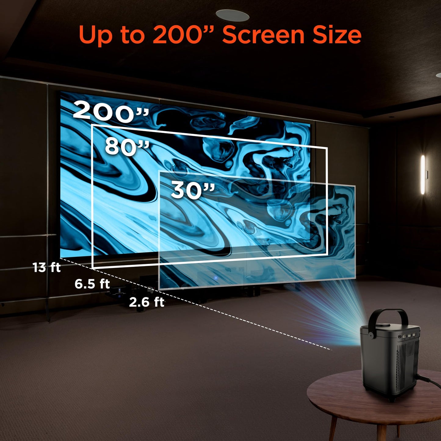 HyperGear Mini Portable Projector with Wifi & Bluetooth, 5W Speaker, 30-200 Inch Picture, Movies, Games & Streaming, 1280 x 720p HD Resolution Brightness of 160 ANSI Lumens
