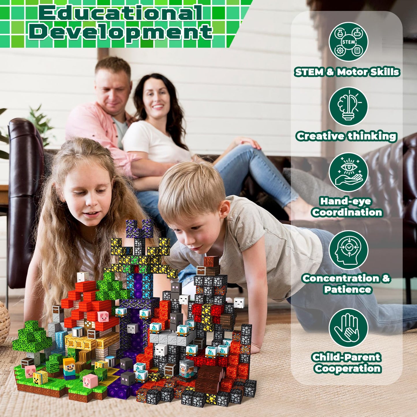 Magneverse 150 PCS Magnetic Blocks - Magnetic Building Blocks for Kids, Magnet Building Cubes for Boys Girls, STEM Montessori Sensory Toys Stacking for 3 4 5 6 7 8 9 10 11 12 13 Birthday Gift