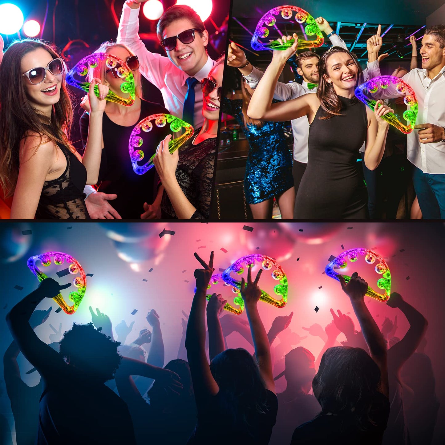 Aywewii LED Tambourine - Light Up Sensory Toys for Kids with Autism & Special Needs, Musical Instrument for Toddlers & Adults, Birthday Gifts for Boys & Girls, Glow in the Dark Party Favor