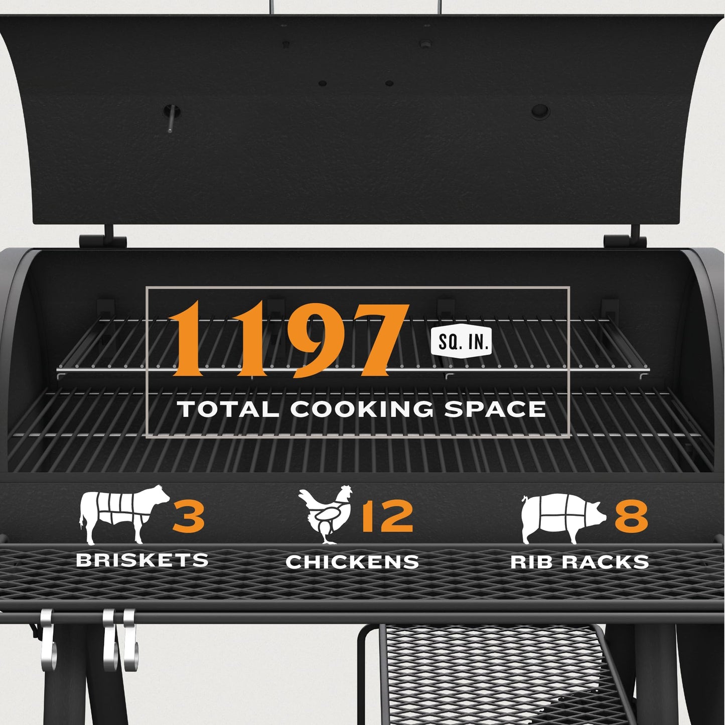 Oklahoma Joe's® Highland Offset Reverse Flow Offset Charcoal Smoker and Grill With 1093 sq. in. Cooking Area in Black - Charcoal Smoker Grill