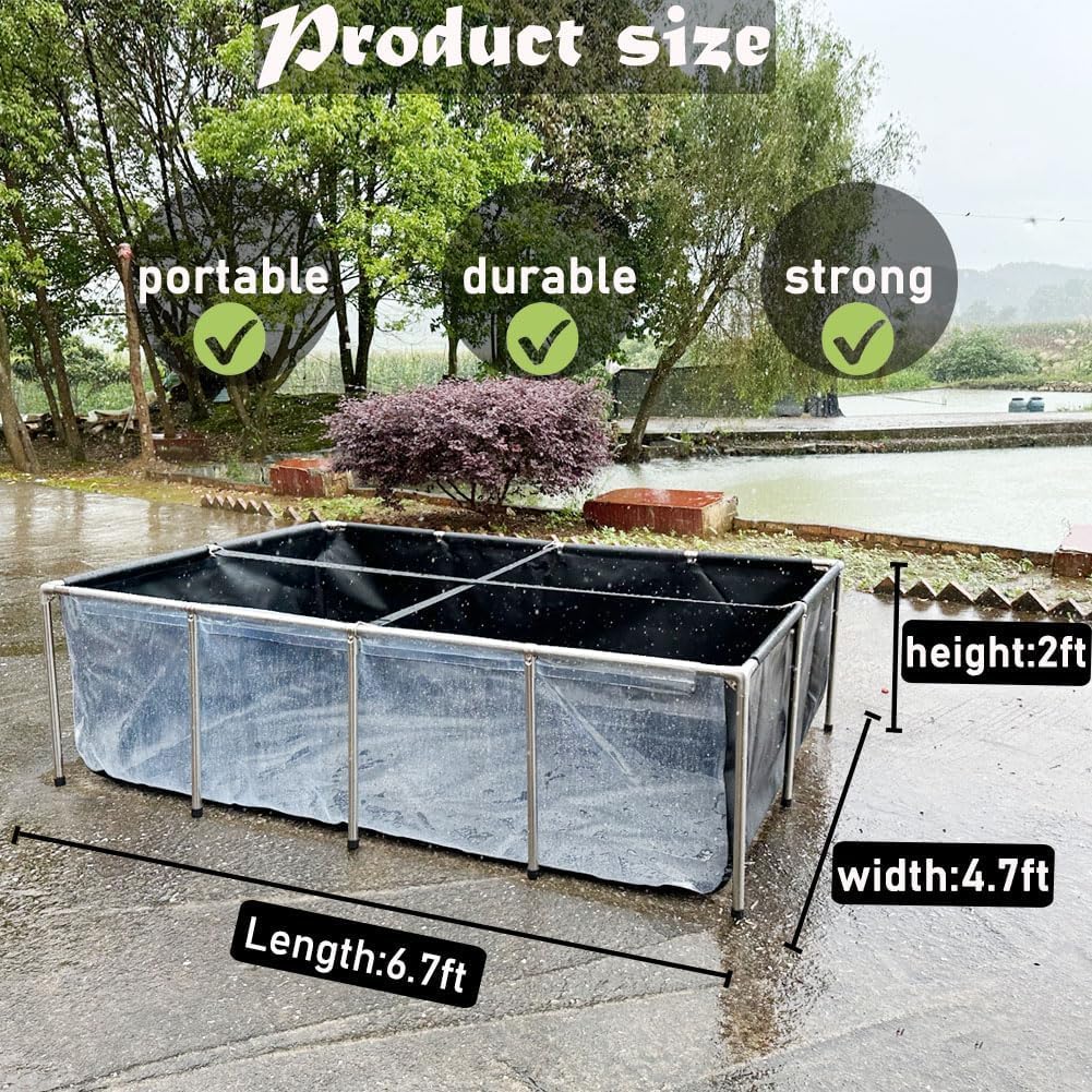 Aquarium Pool Pond,Collapsible Fish Ponds for Outside with Transparent Clear Viewing Panel,470 Gallon Fish Tank,PVC Canvas Above Ground Pond,Indoor/Outdoor Pond for Koi,Goldfish,with Drain Valve