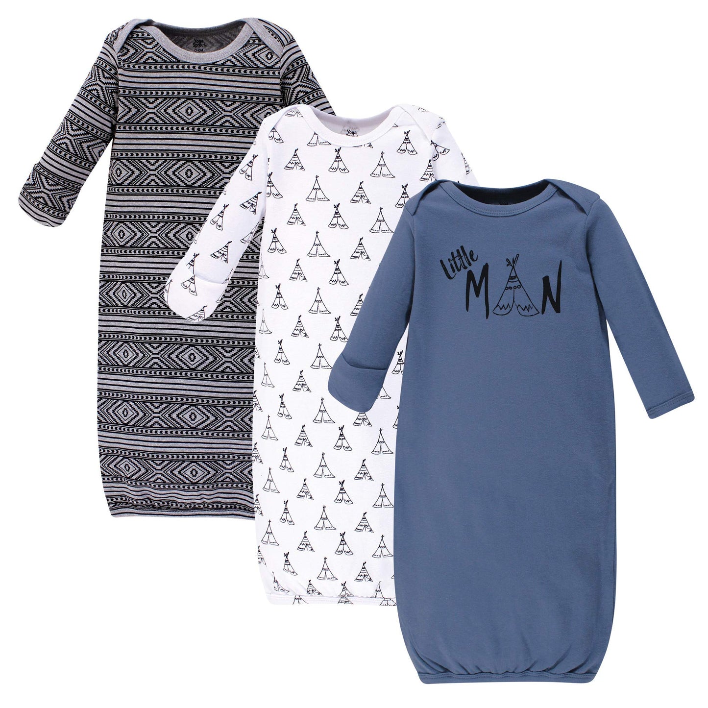 Yoga Sprout Cotton Gowns, 3 Pack