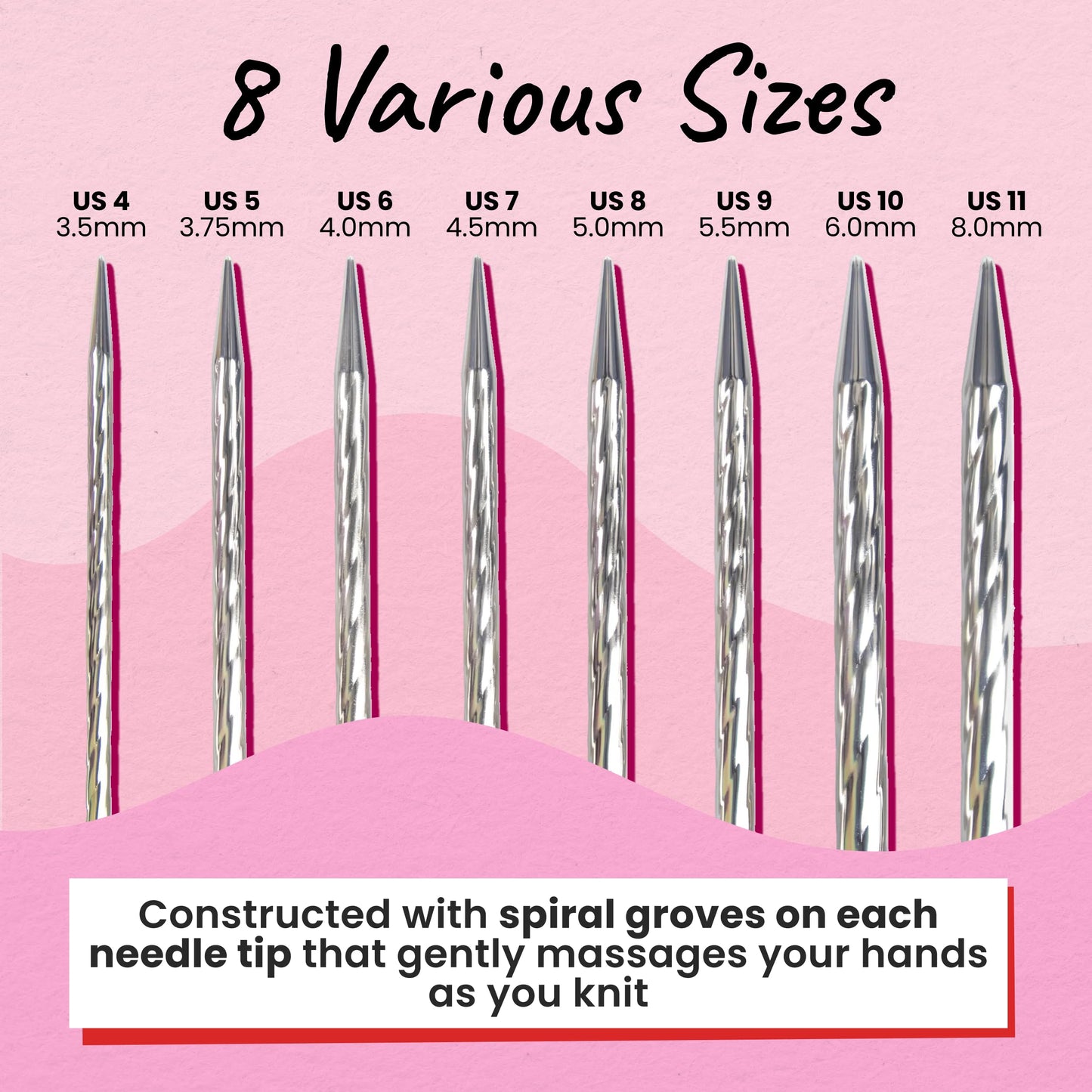 skacel by addi addiClick Interchangeable Knitting Needles Set, Circular Needle Kit with Ewenicorn Rocket Plated Brass Tips and Nylon Cords