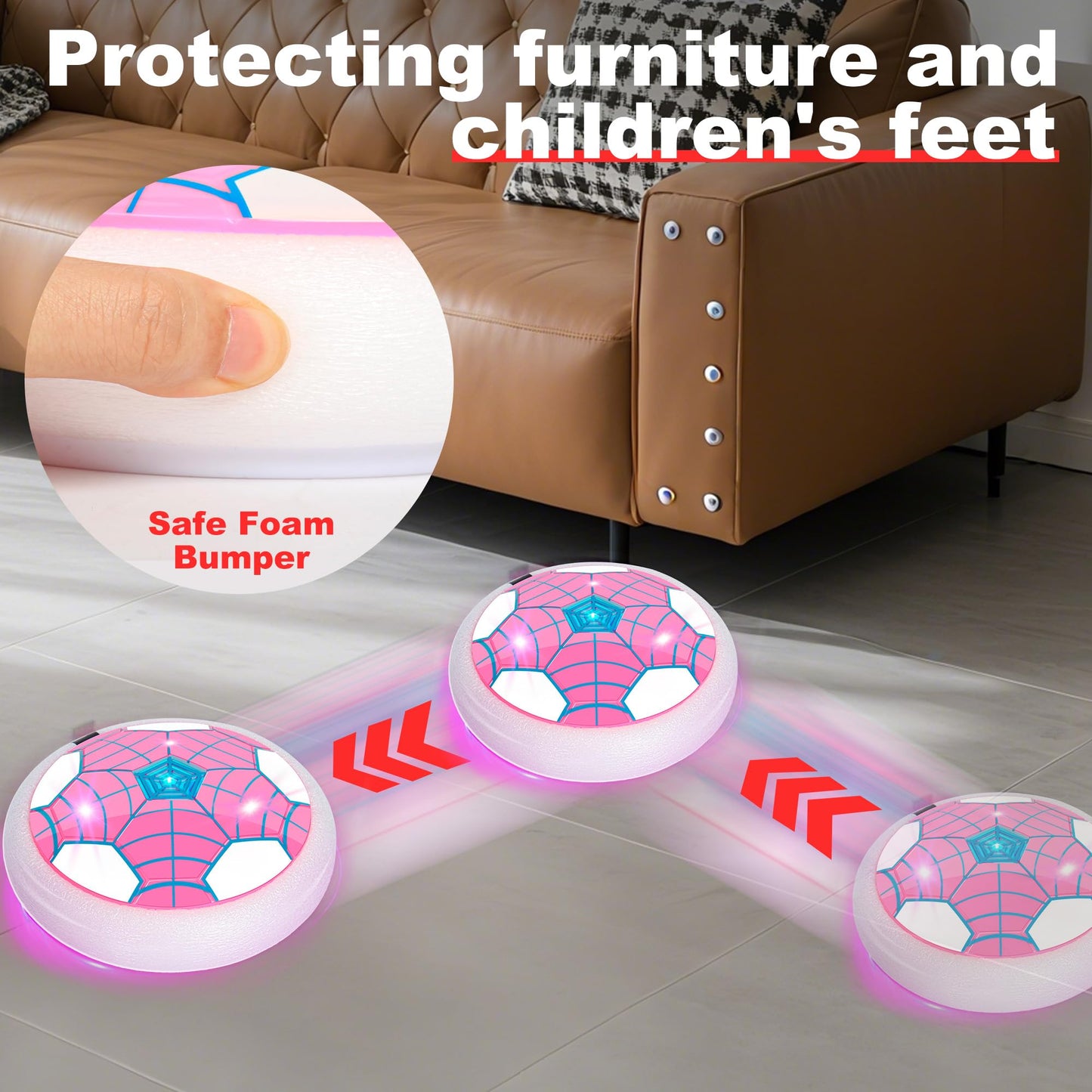 HitToys Hover Soccer Ball Toy for Kids, 2 Pack Indoor Soccer Ball with Led Light for Old Boys Girls Light-Up Toys Floating Football Balls Game Birthday Gift