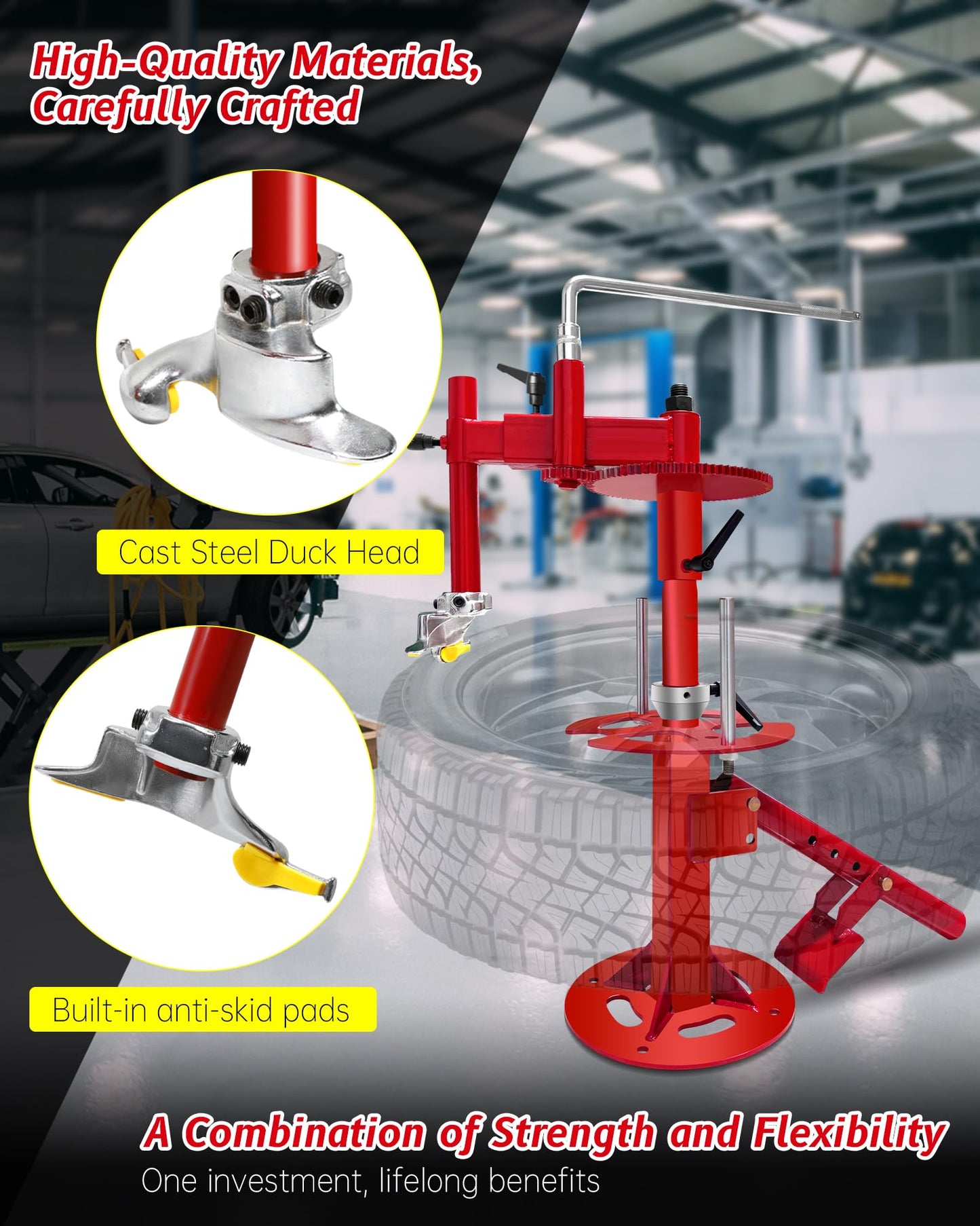 CGENWDCH Manual Tire Changer Machine with Gear Transmission System, 16''-21'' Tire Change, Fit for Car/Truck/Trailer/SUV/RV with 16" and Larger Wheels, Not Suitable for Motorcycles, Bicycles