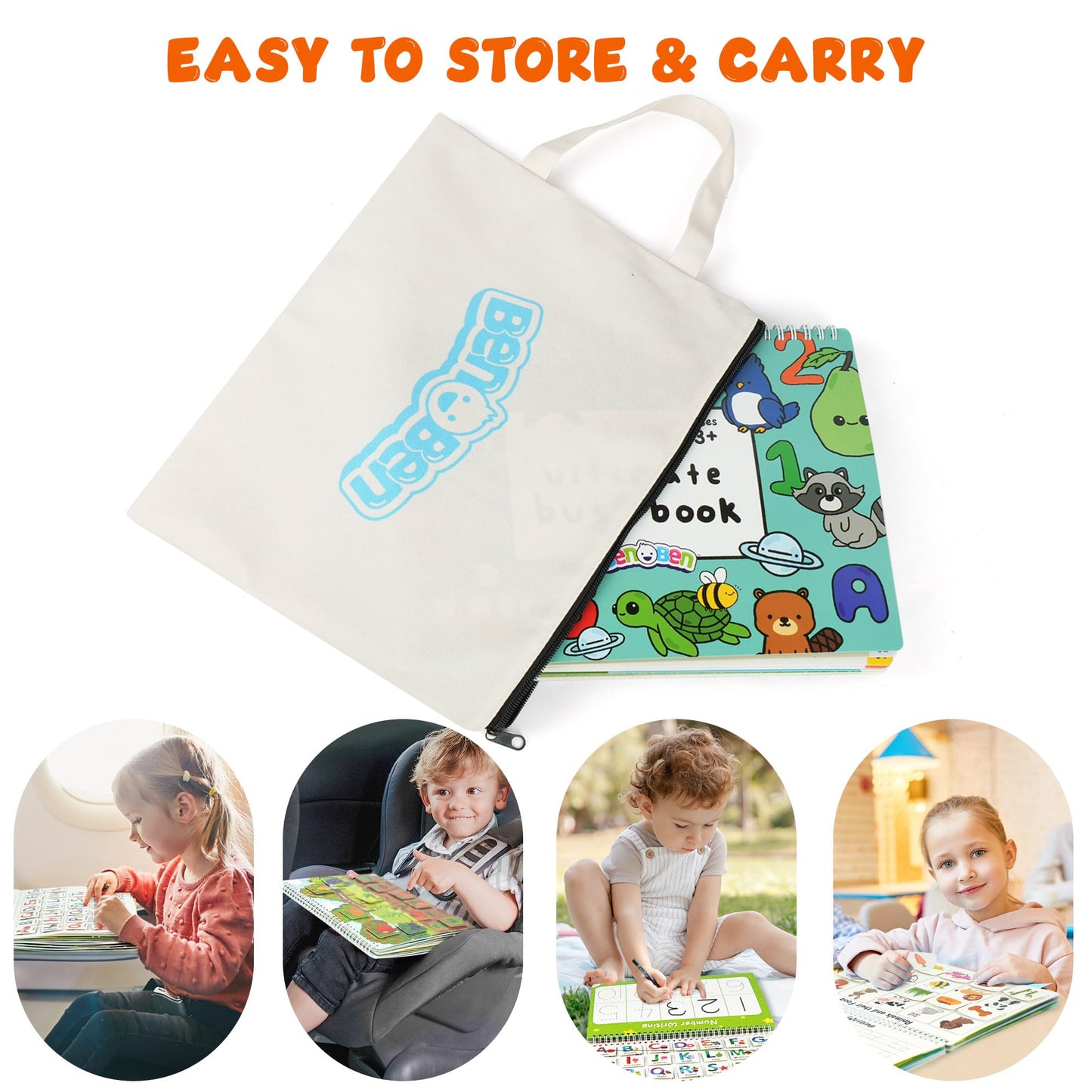 BenBen Busy Book for Toddlers, 30 Pages, Pre-Assembled, Preschool Learning Activities, Montessori Toys for Ages 3 and Up, Autism Sensory Toys, Kids Educational Activity Book, Birthday Gift