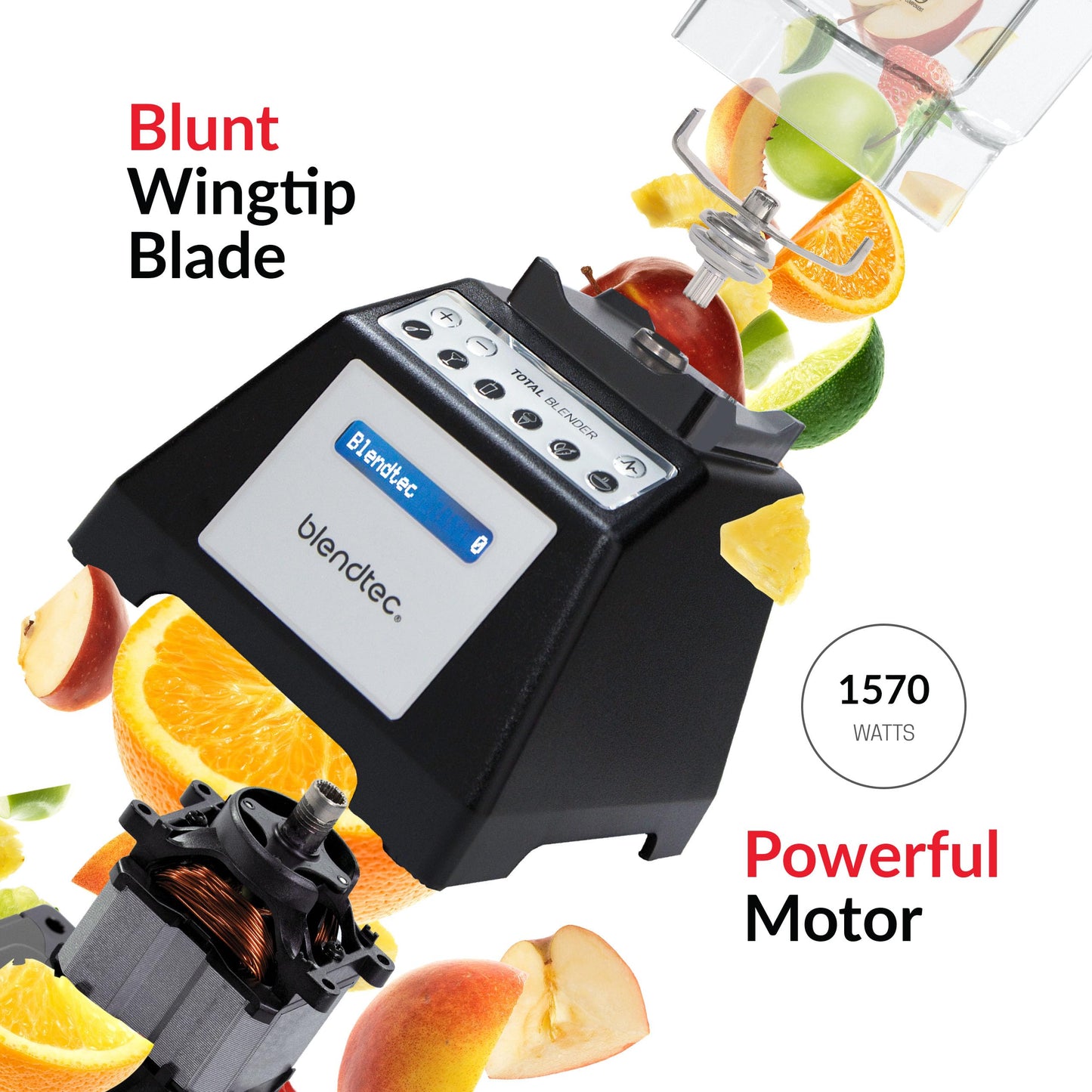 Blendtec Total Classic Original Blender, 90 oz WildSide+ Jar, 24 oz Twister Jar, and Spectacula Spatula - Black