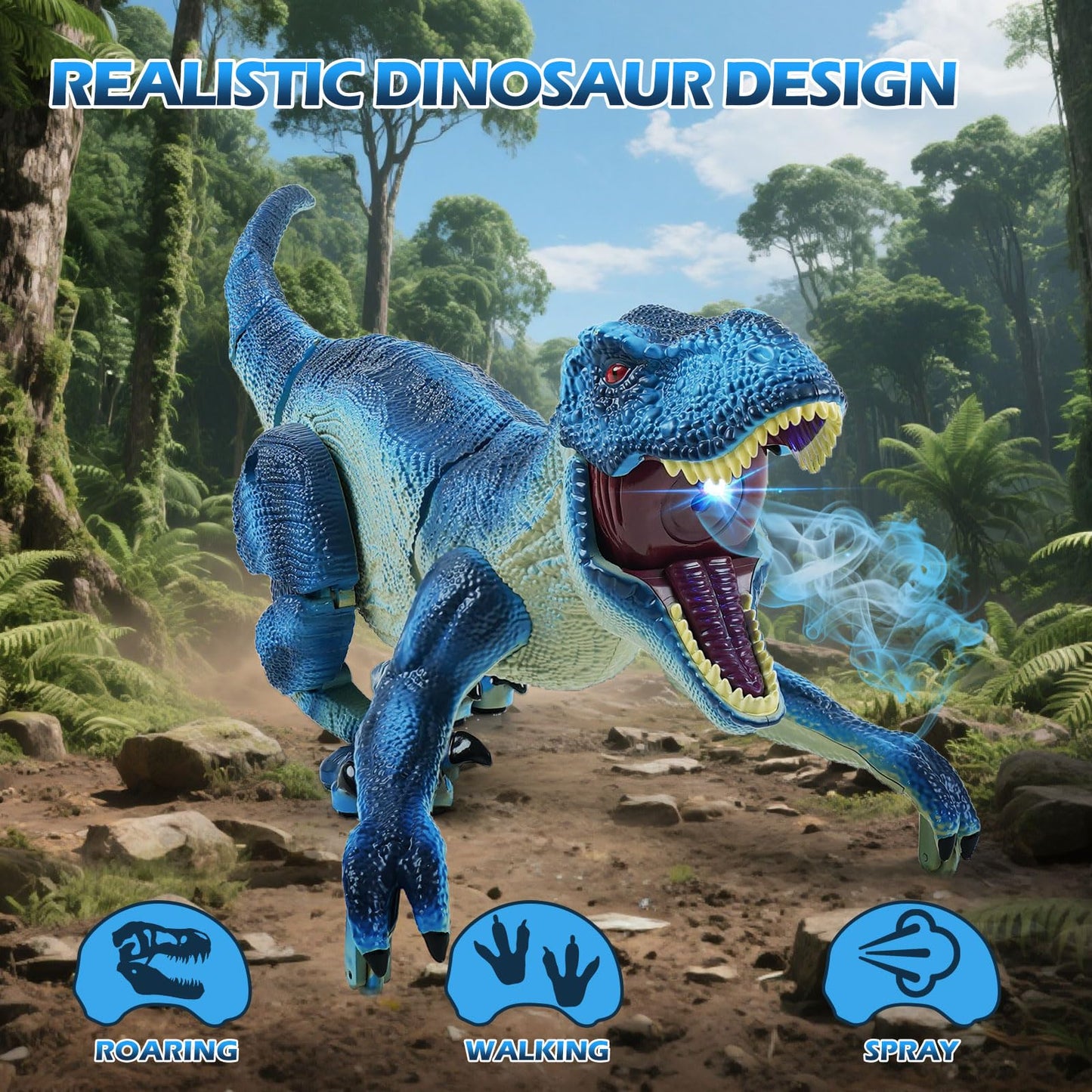 TGJH Dinosaur Toys for Kids Ages 3-5 4-7 8-12 - Remote Control Walking Dino, Birthday Gifts for Boys 3 4 5 6 7 8 9 10 11 12 Year Old, Interactive Toy with Spray, Light and Roar