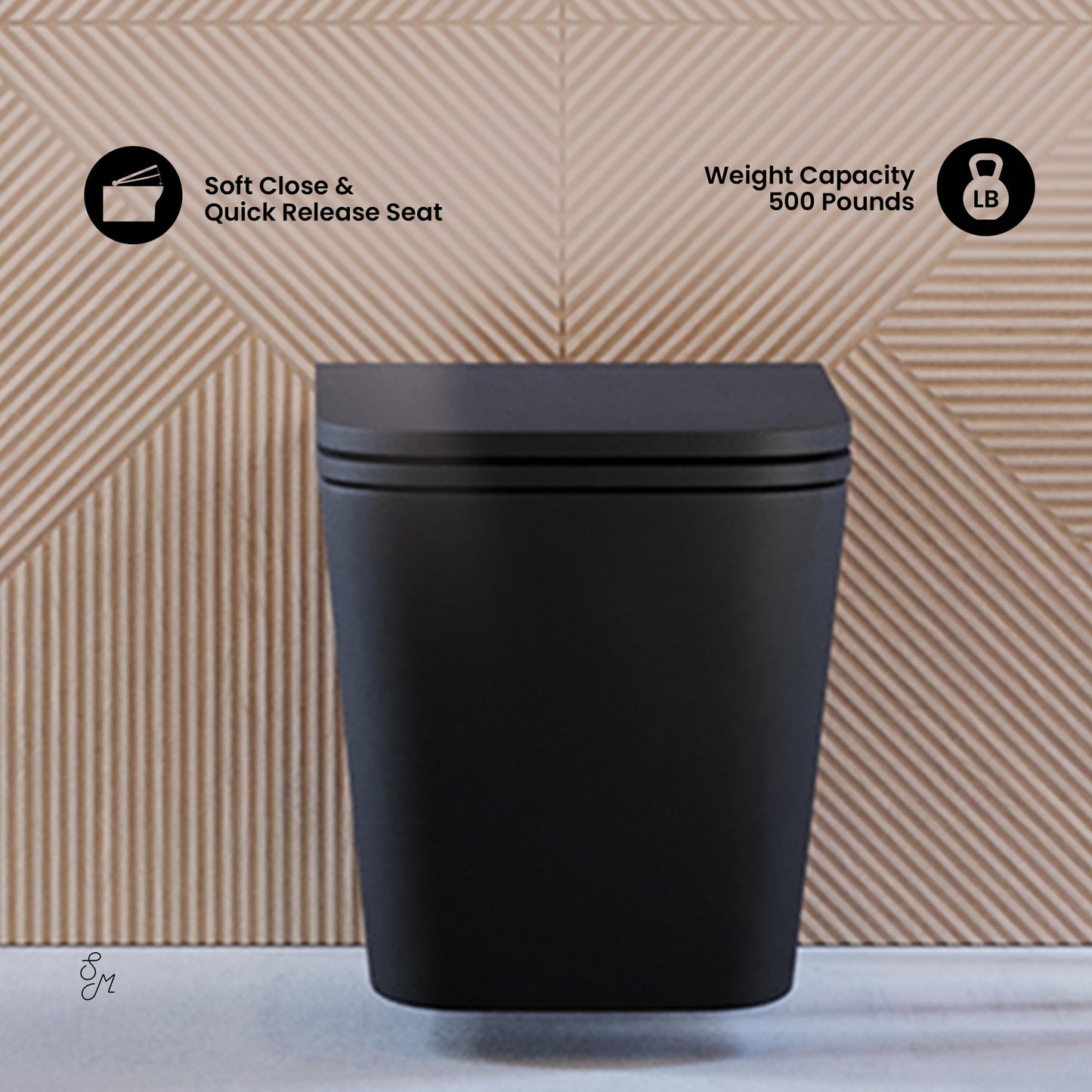 Swiss Madison Well Made Forever SM-WT442MB, Concorde Wall Hung Toilet Bowl, Matte Black