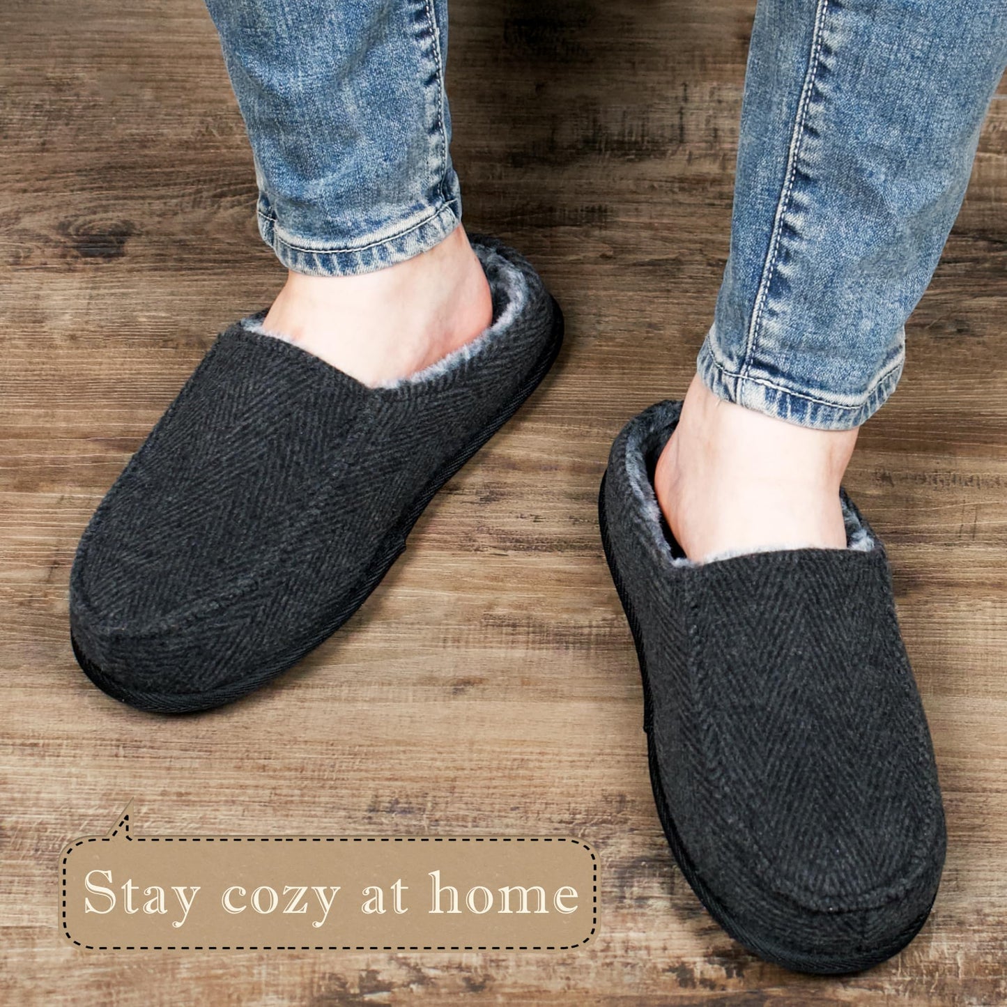 cosyone1997 Men's House Slippers, Cozy Non-slip Home Shoes, Warm Comfy Indoor Outdoor Moccasin Slip Ons, Unique Christmas Gifts for Dad Grandpa Husband Boyfriend, Adult Size 10-11