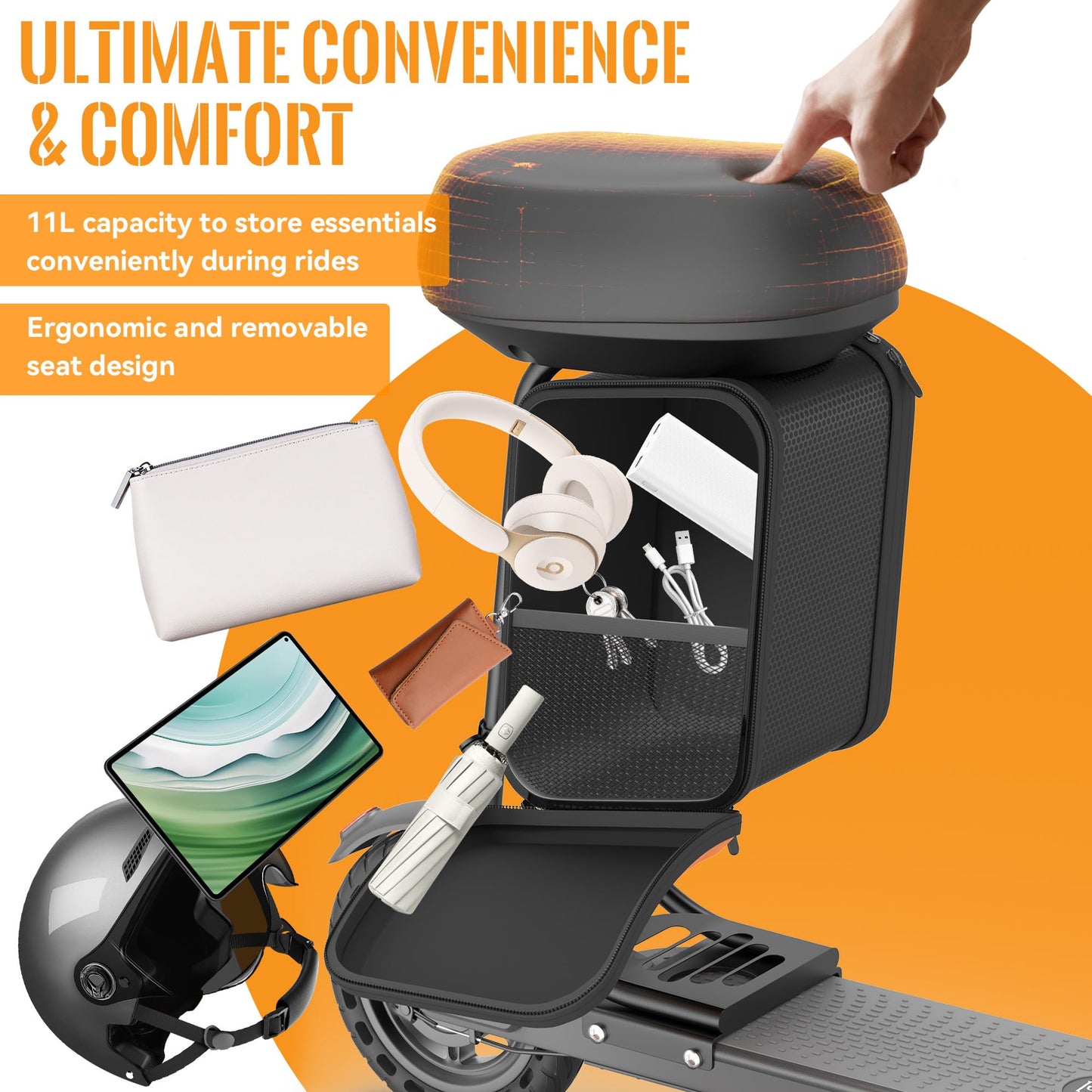 Aovowheel Electric Scooter for Adults, Folding E Scooter with 350W Motor 19 Mph Top Speed, Max 23 Miles Long Range, 8.5'' Solid Tires Commuting Scooters with Dual Brakes System, APP