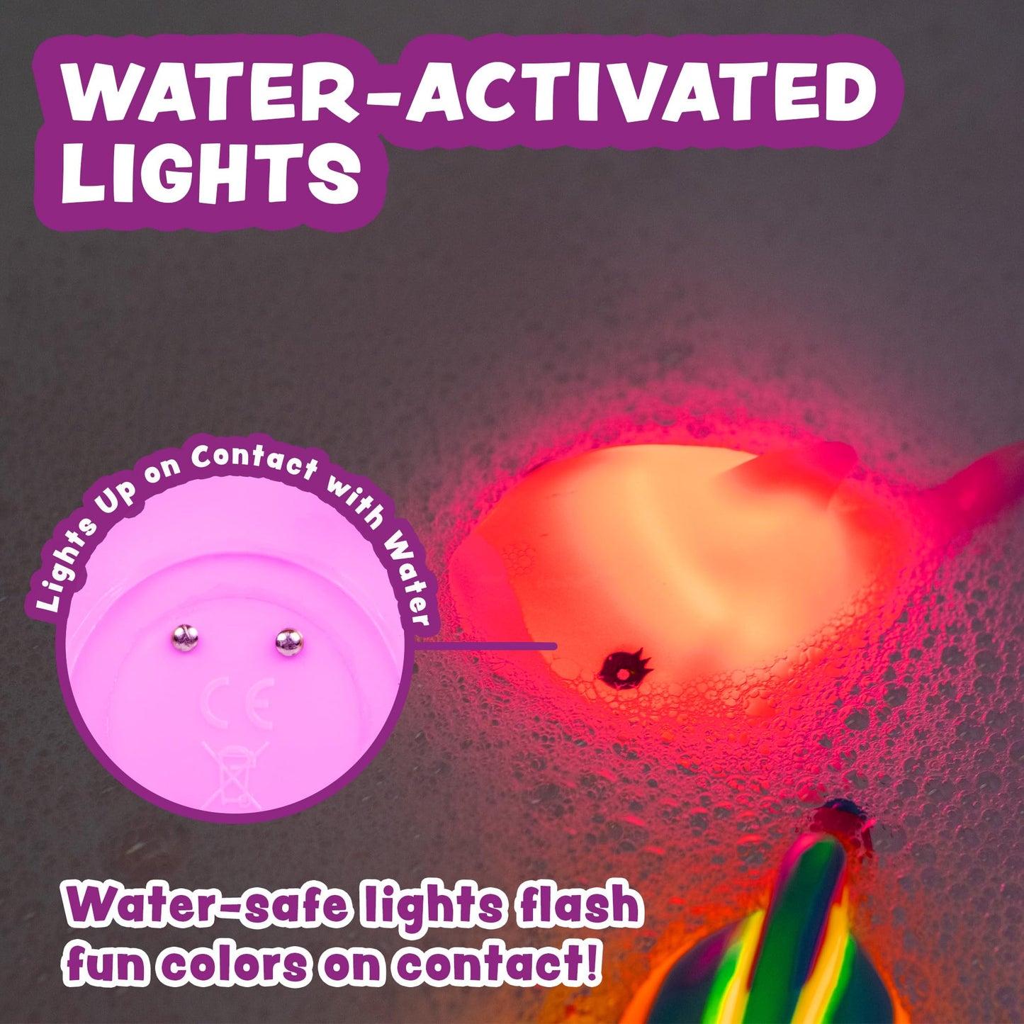 Tub Works® Mermaid Lagoon™ Light Up Bath Toys, 6 Pack | Water-Activated Light Up Toys Flash & Change Color | Easy-Grip Baby Girl & Toddler Bath Toys | Sensory Mermaid Toy Bathtub Toys with Bath Lights