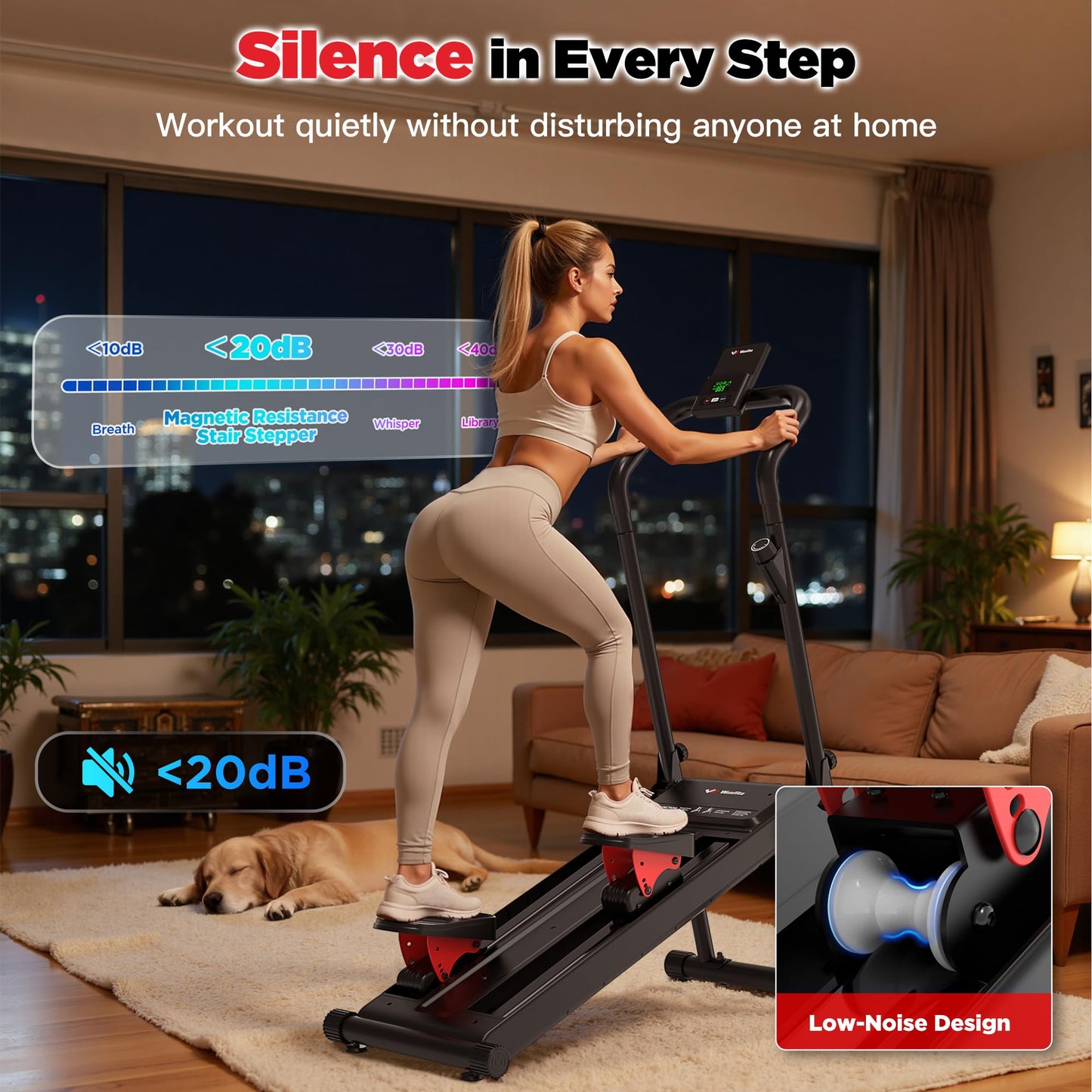 Winfita Magnetic Stair Stepper for Home, 77 LBS Peak Resistance with No Limited Adjustment, 2 Incline Levels, 12'' Extended Pedal, Folding Vertical Climber with 320 LBS Weight Capacity