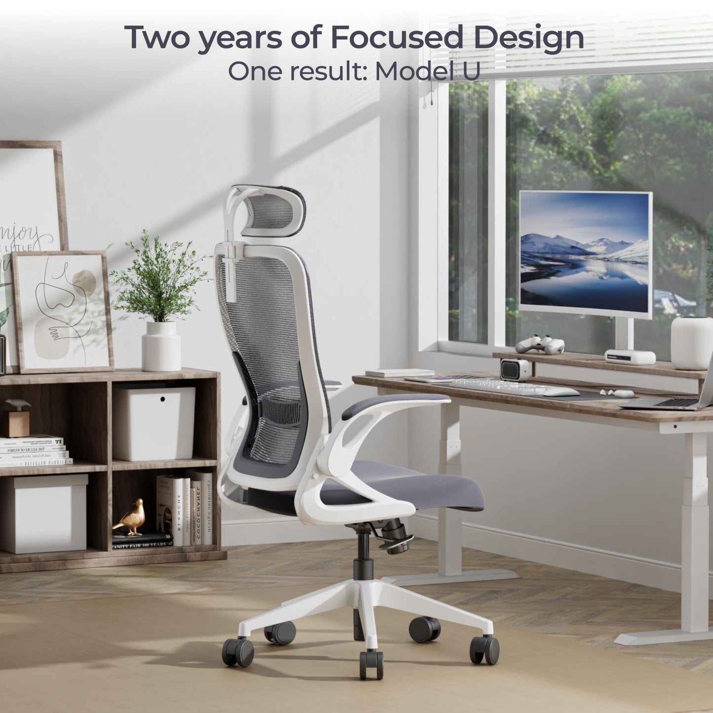 Tervo Model U | Folding Office Chair for Small Spaces | Ergonomic Design with High Rebound Mesh | Computer Desk Chair for Gaming | For Adults & Kids | Foldable & Compact with Flip Up Arms