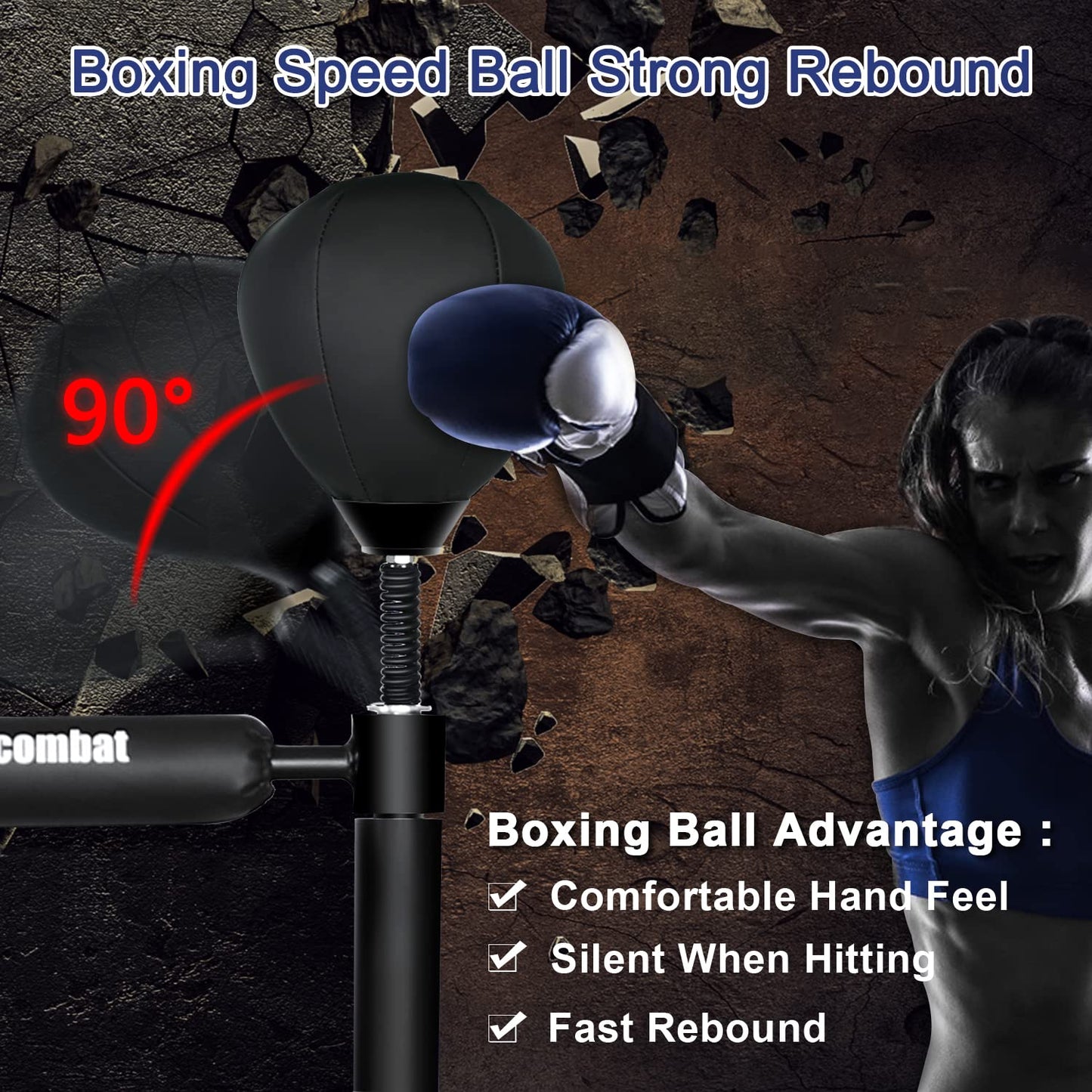 INNOLIFE Boxing Speed Trainer,Boxing Spinning Bar with Speed Bag Free Standing Adjustable Height from 4.8 ft-6 ft