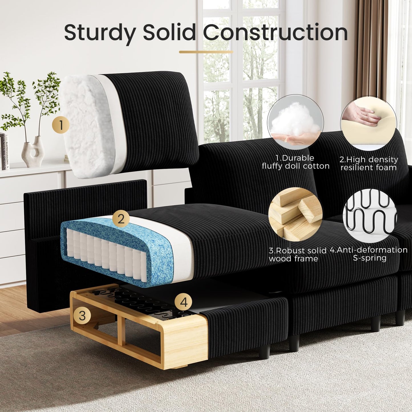 KKL 9 Seater Oversized Sofa Bed - 3 * 3 Modular Sectional Large Sofa Bed for Family, Sofa Couch with Storage Ottoman, Convertible L/U-Shaped Sleeper Lounge Couch for Living Room