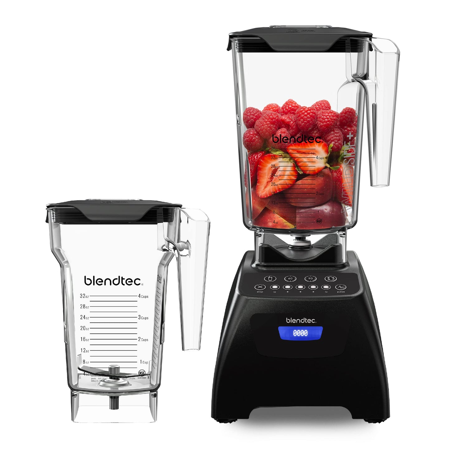 Blendtec Classic 575 Blender- WildSide+ Jar (90oz) and Four Side Jar (75oz) BUNDLE- 4 Pre-programmed Cycles-5-Speeds - Professional-Grade Power-Self-Cleaning - Black