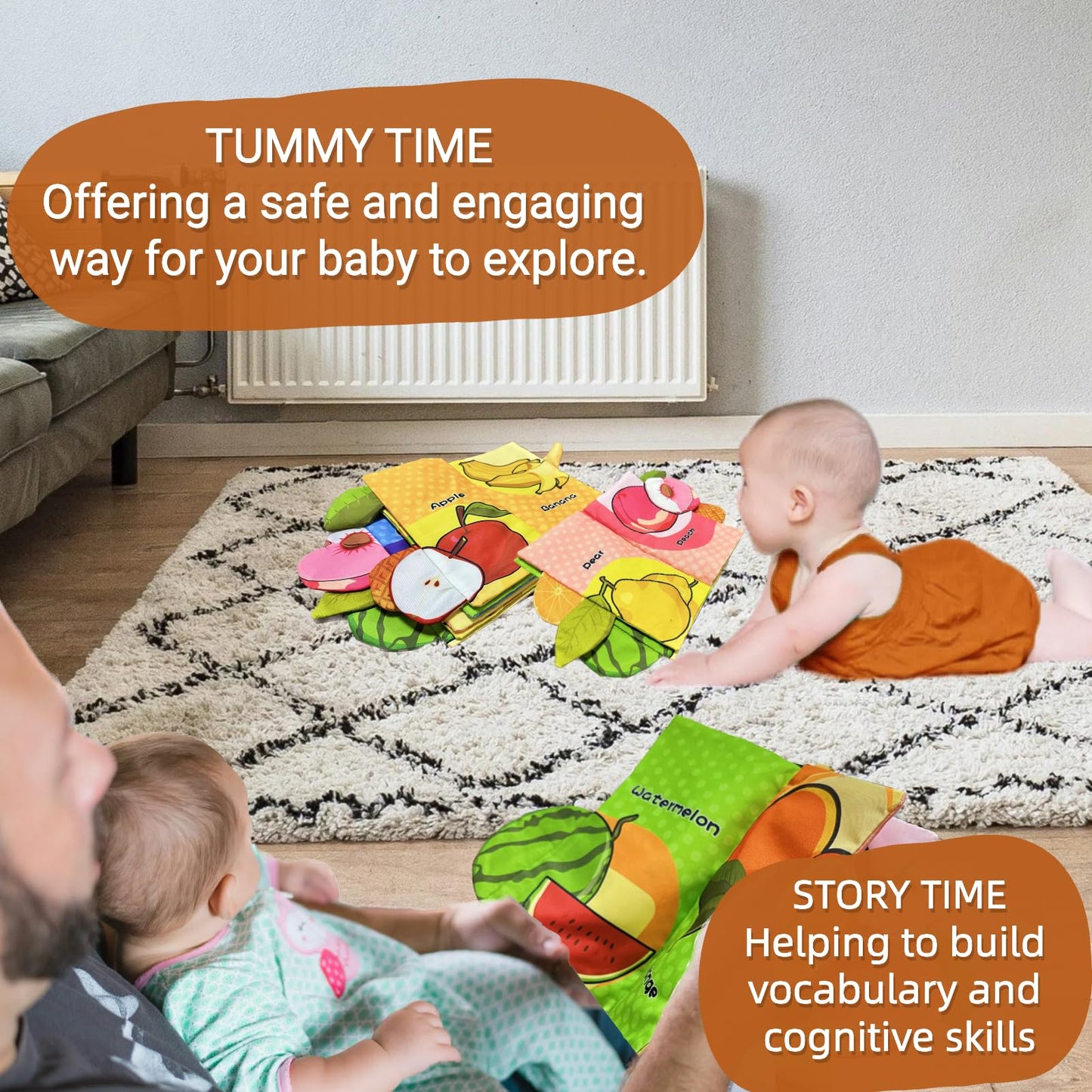 chochumy Baby Books Infant Cloth Toy, Tummy Time Crinkle Touch Feel and Stroller Hanging Car Seat Toys for Infant 0-2-3-4-5-6-7-8-9-12 Months, Newborn Boy Girl Shower Gifts Easter Basket Stuffers