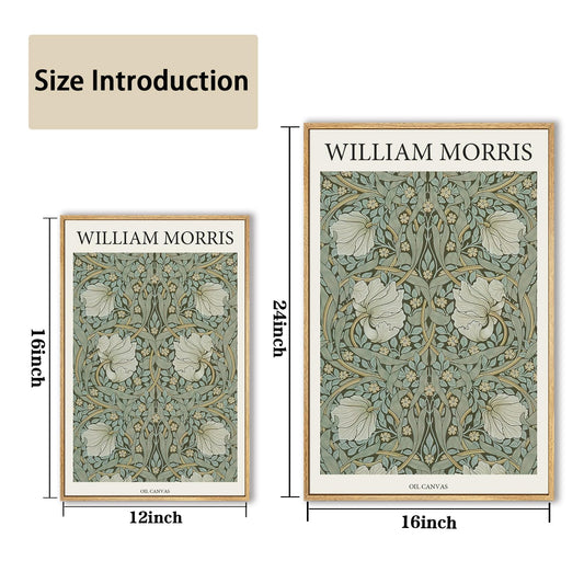 NARIA ART William Morris Framed Canvas Prints Wall Art,Botanical Vintage Traditional Art Print Artwork Ready to Hang for Living Room, Bed Room, Office Home Decoration-12''x16''Natural Framed