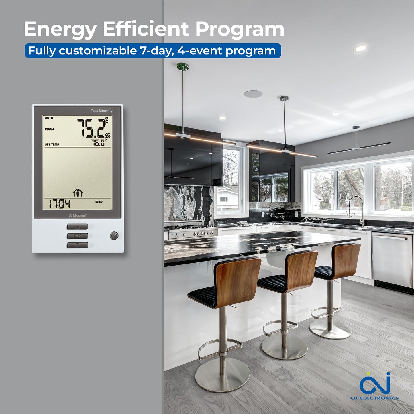 OJ Microline UDG Programmable Thermostat for Heated Floor w/Class A GFCI - 120/240v in Floor Heater Thermostat - Dual Sensing - Includes a Flooring Sensor - 3-Year Warranty & USA Product Support