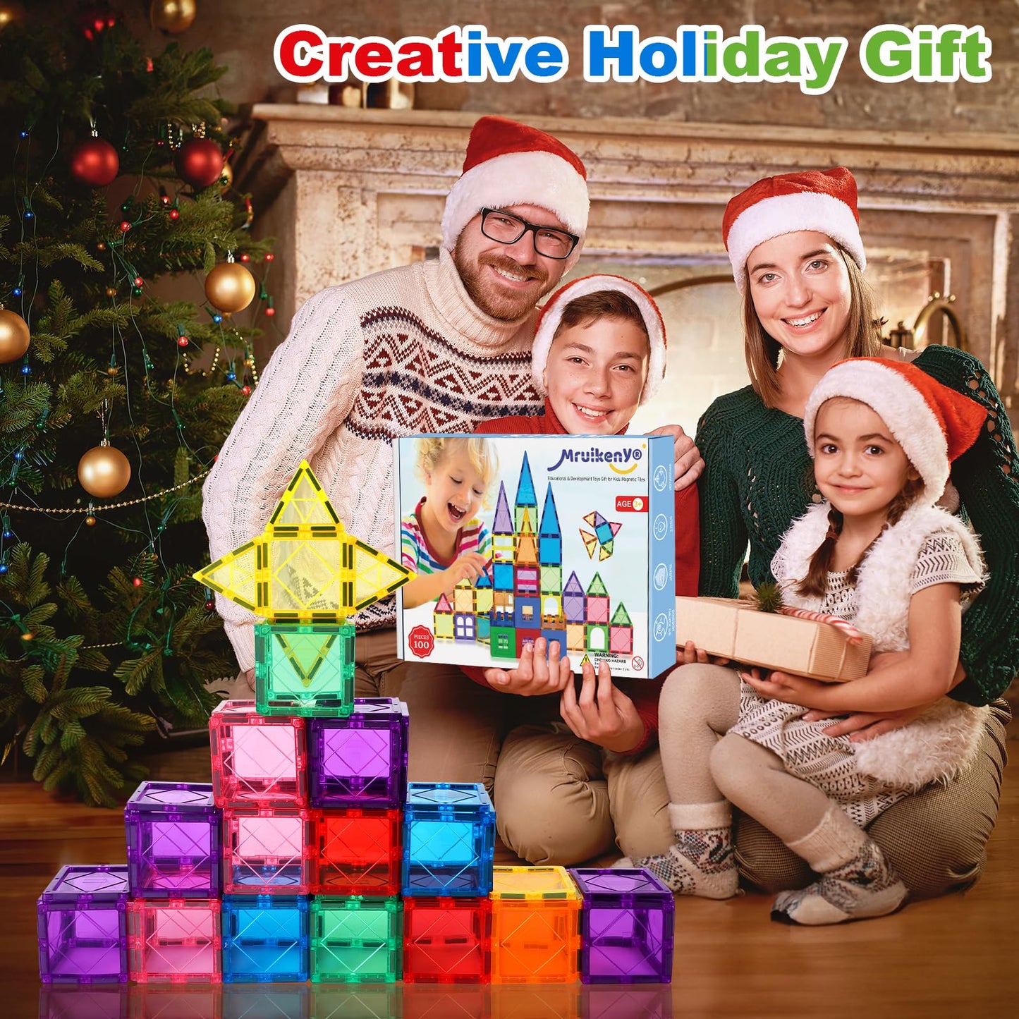 Magnetic Tiles 100PCS Kids Toys - Magnetic Building Blocks STEM Magnet Building Set Preschool Learning Magnet Toys for Kids Ages 3-5 4-8, Sensory Montessori Toy for Toddlers 3+ Year Old Boys Girls