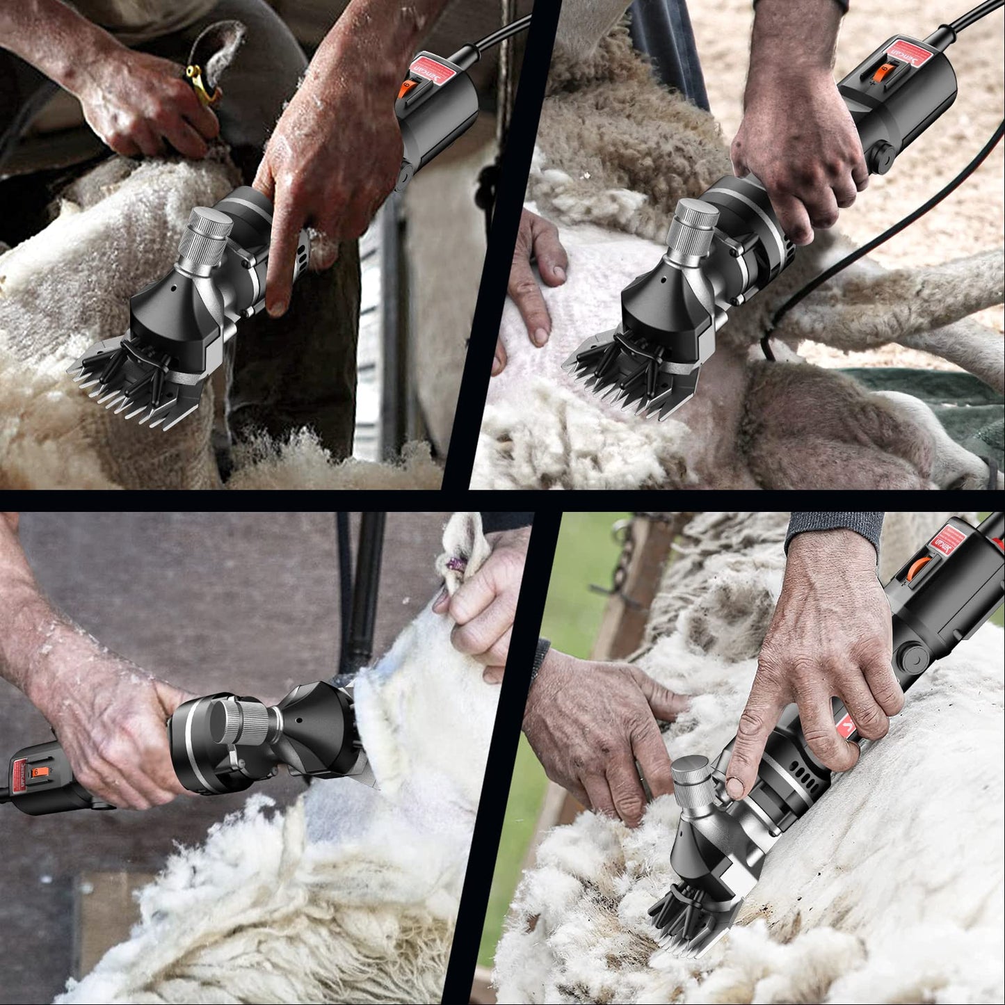 SENCAN Sheep Clippers, 750W Farm Livestock Grooming Kit for Equine, Goat, Pony, Cattle and Large Thick Coat Animals (6 speeds, with 2 Blades)