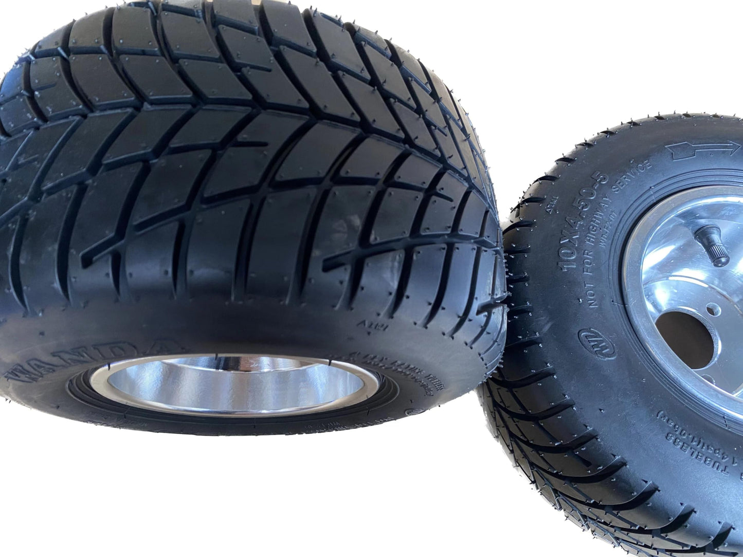 JOHNWELL 10''X4.5-5'' GO KART FRONT TIRES AND RIMS WITH 3 HOLES,2 PCS IN BOX,TIRES WITH GRAIN SURFACE TO INCREASE FRICTION COEFFICIENT AND IMPROVE SAFETY PERFORMANCE,DRIFT TRIKE,BUGGY